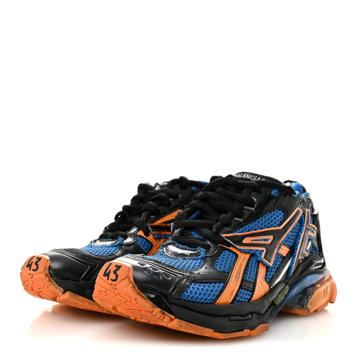 Mesh Rubber Bi-Color Mens Runner Sneakers 10 Blue Orange Black White - Image 4