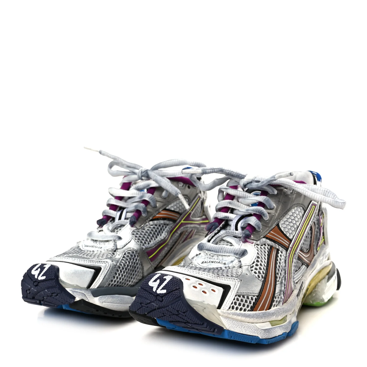 Mesh Rubber Distressed Mens Runner Sneakers 42 Multicolor - Image 4