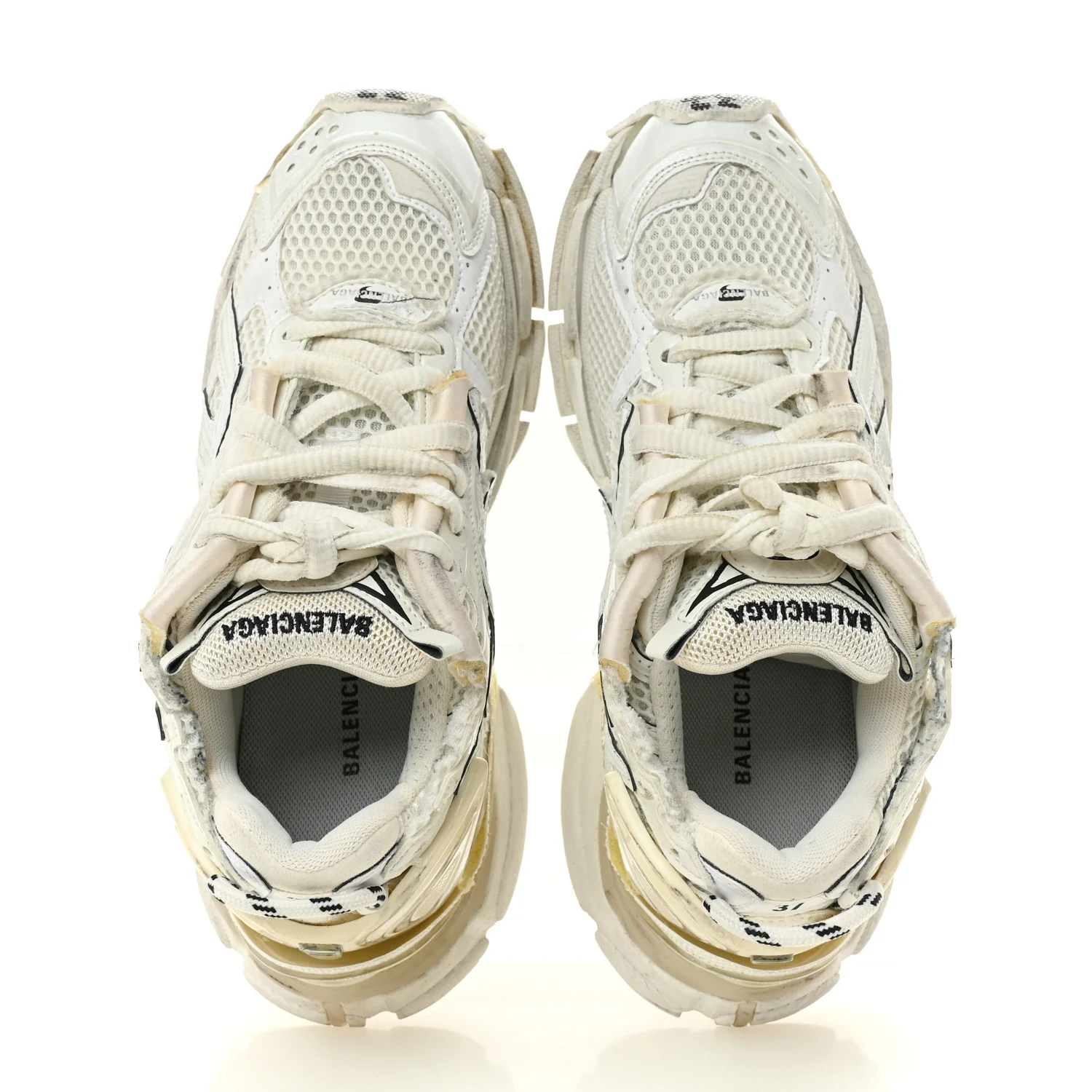 Mesh Rubber Monocolor Womens Runner Sneakers 37 White - Image 2