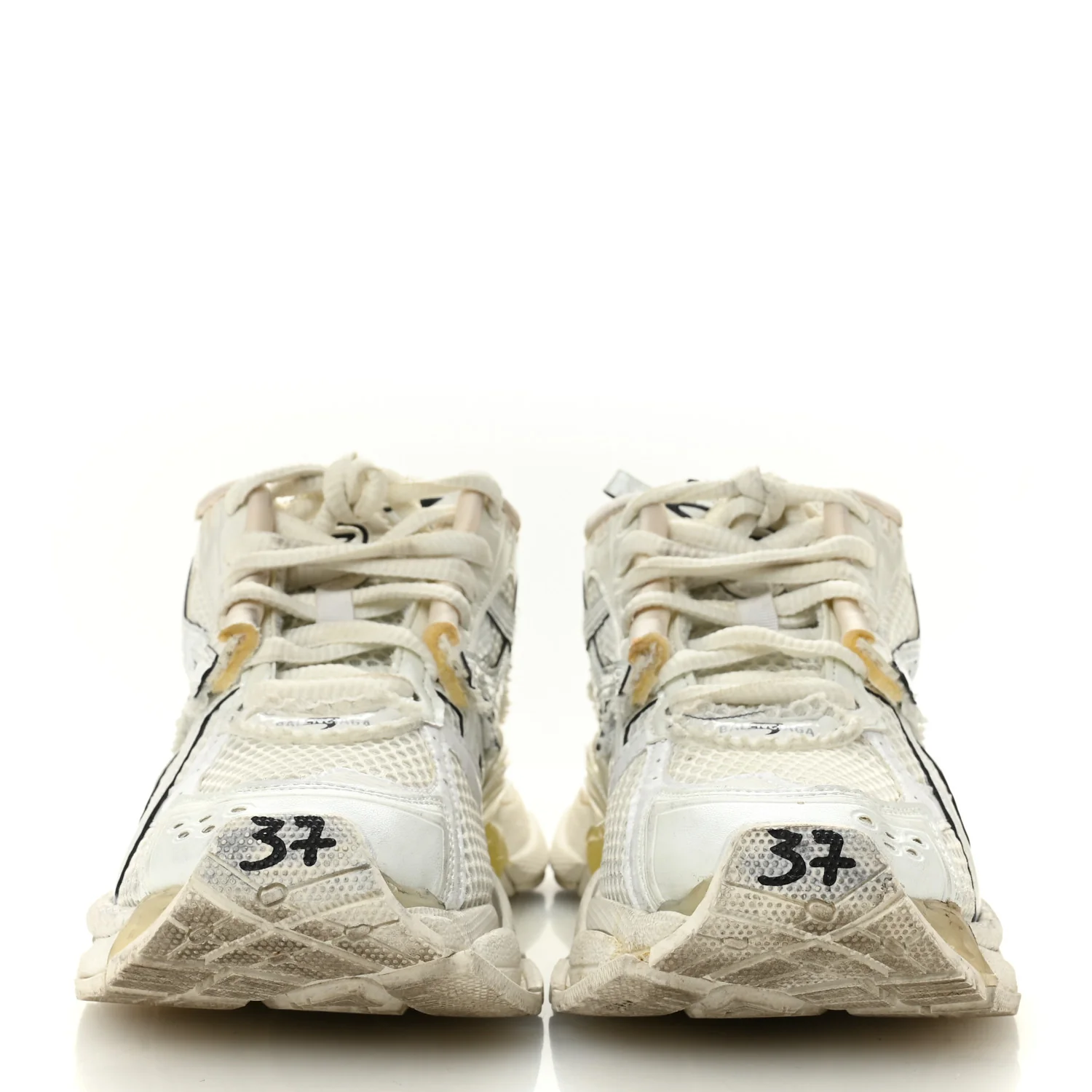 Mesh Rubber Monocolor Womens Runner Sneakers 37 White - Image 3