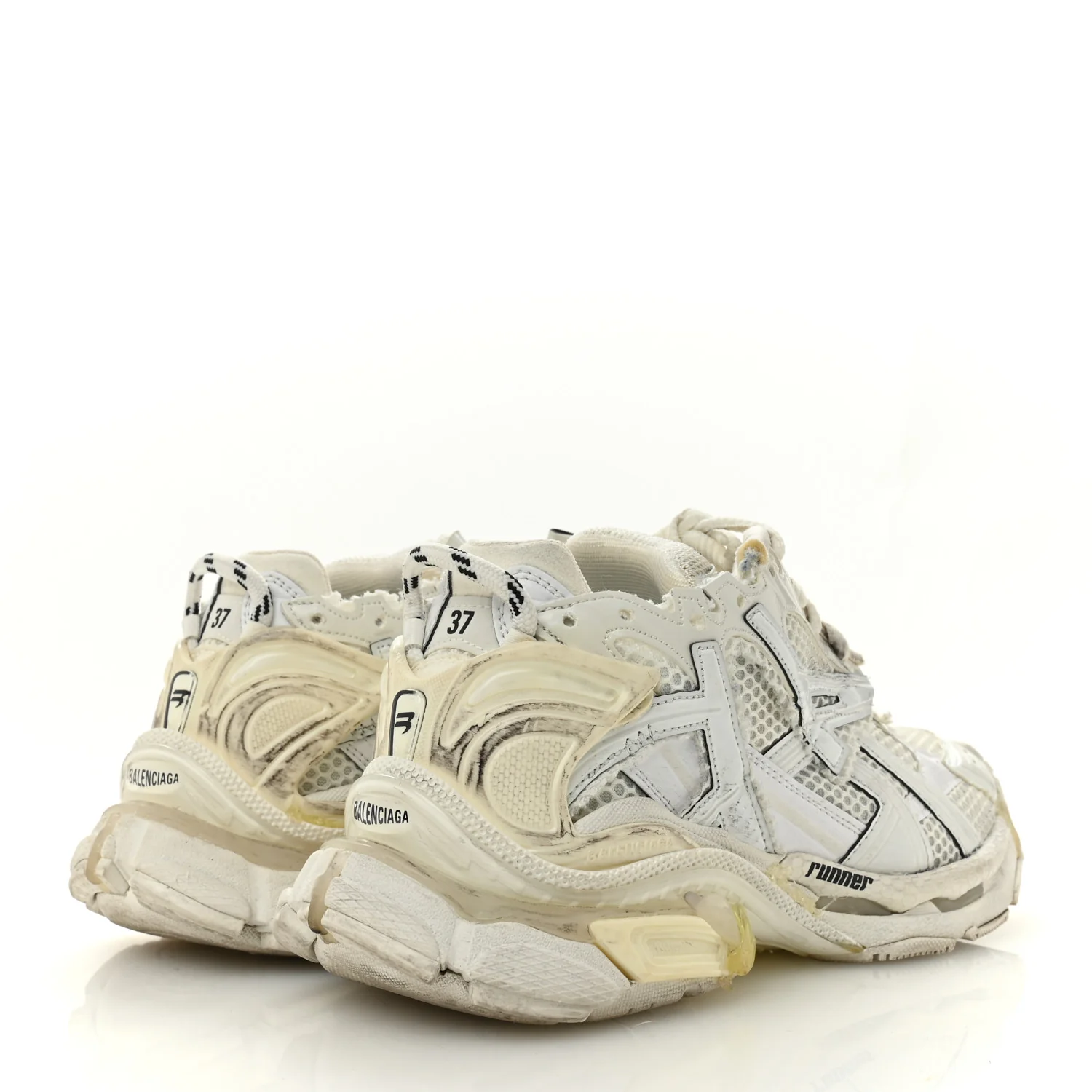 Mesh Rubber Monocolor Womens Runner Sneakers 37 White - Image 5