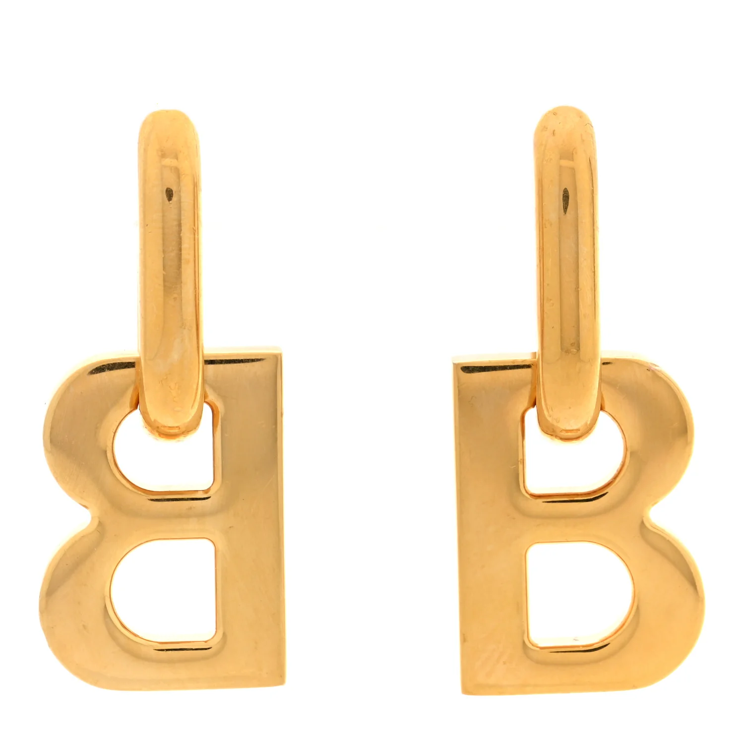 Metal B Chain Drop Earrings XS Gold