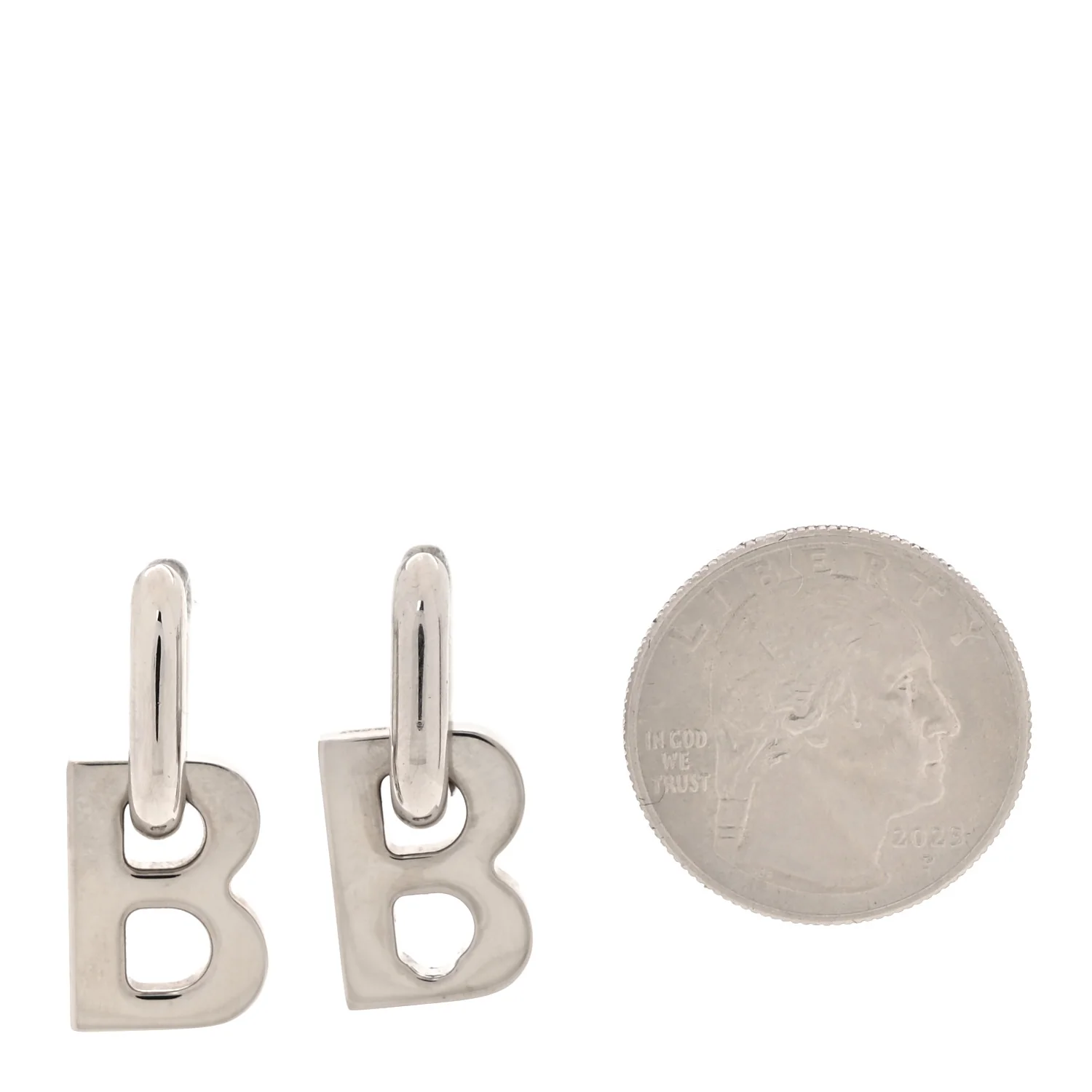 Metal B Chain Drop Earrings XS Silver - Image 2