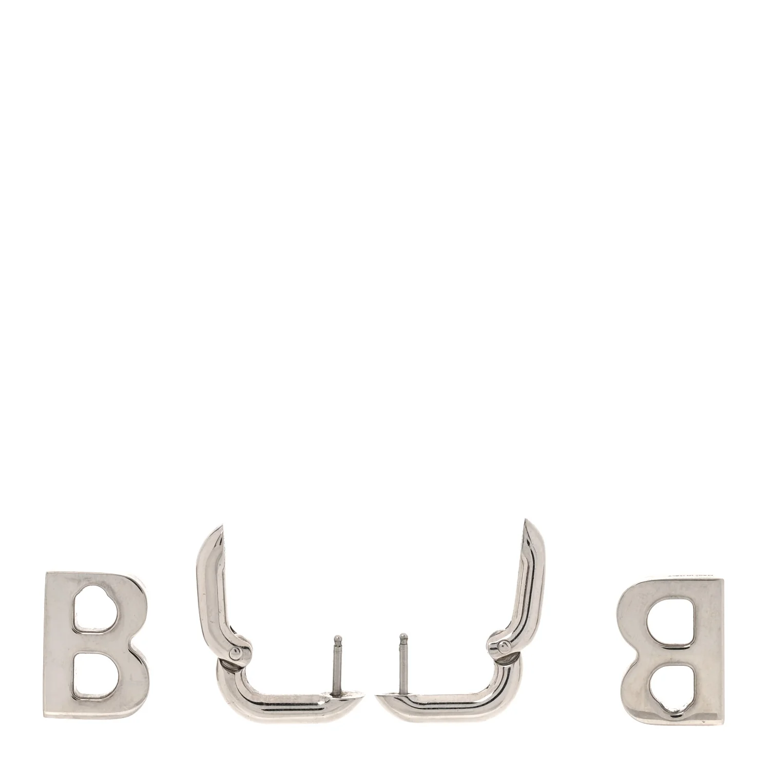 Metal B Chain Drop Earrings XS Silver - Image 3