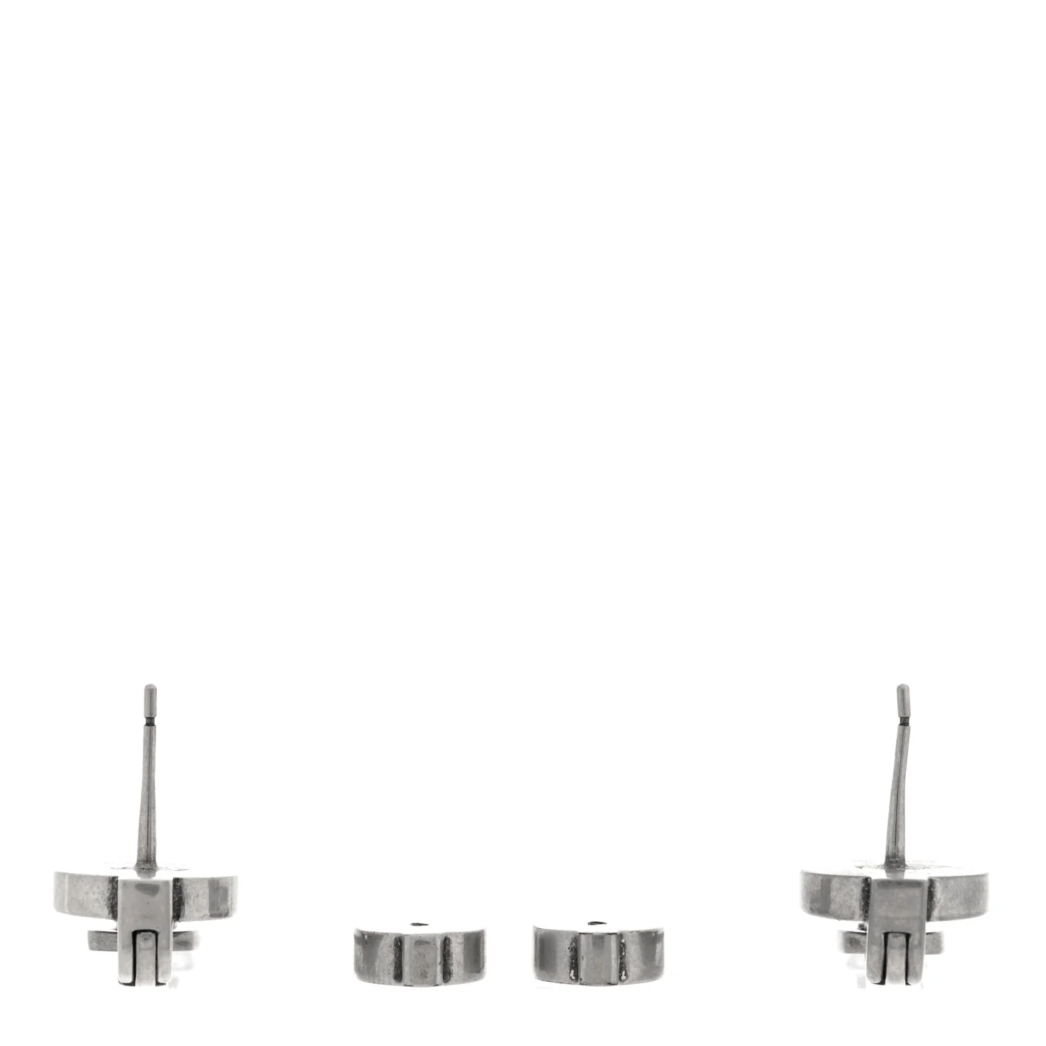 Metal Zip Up Earrings Silver - Image 3