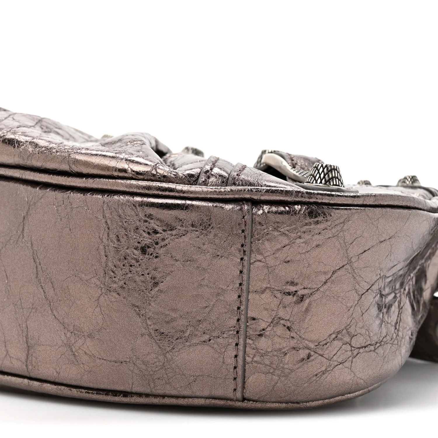 Metallic Agneau Arena Le Cagole Shoulder Bag XS Dark Bronze - Image 10
