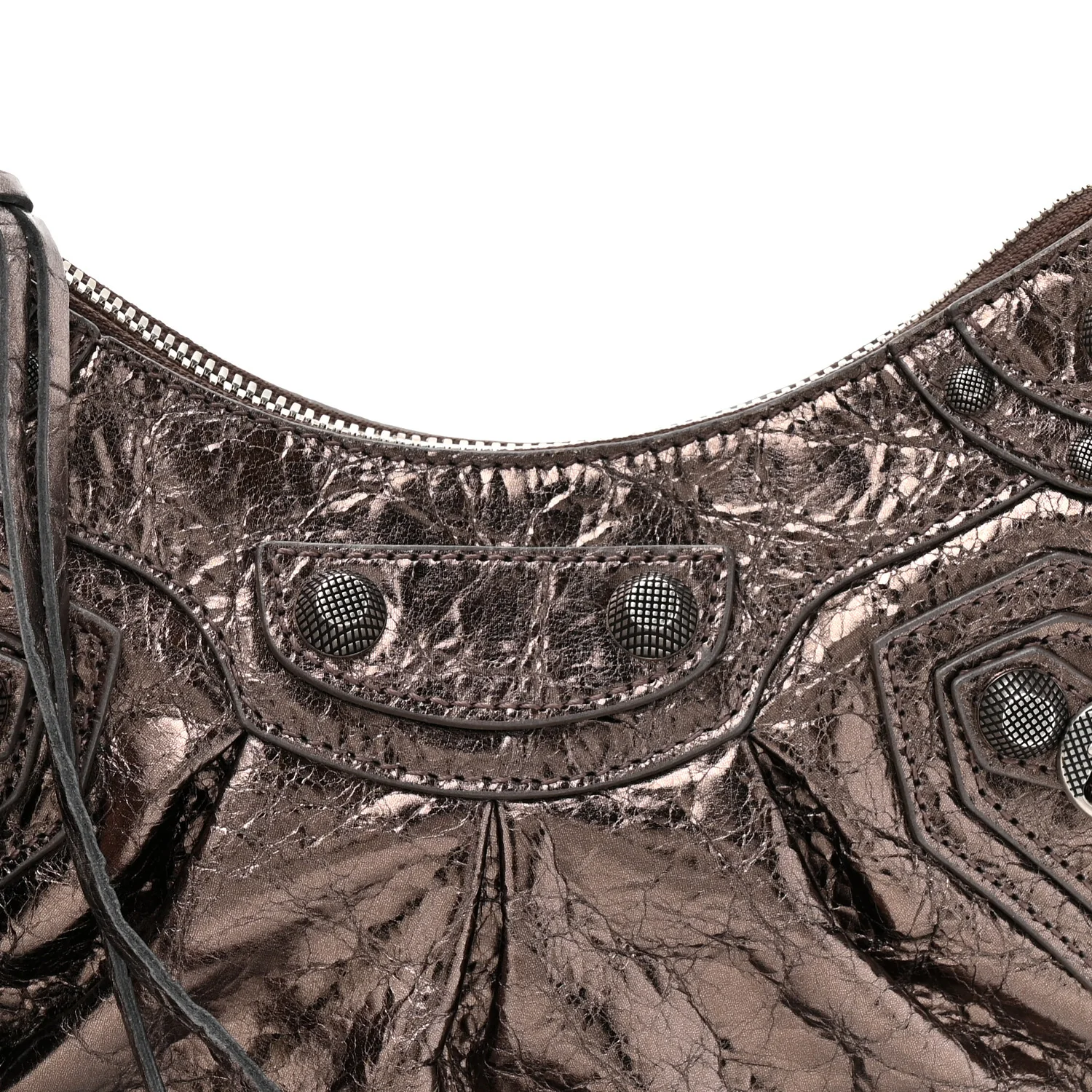 Metallic Agneau Arena Le Cagole Shoulder Bag XS Dark Bronze - Image 9