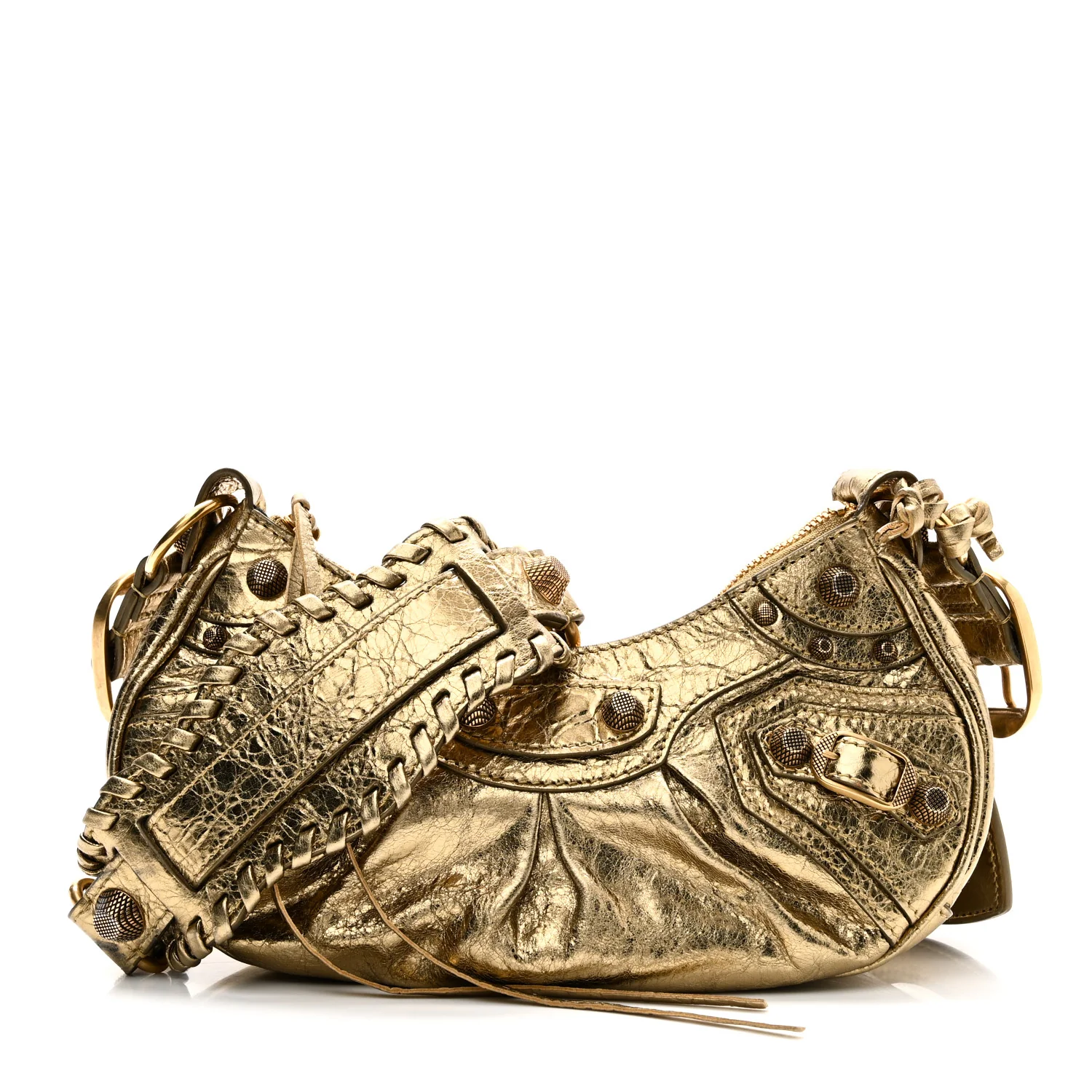 Metallic Agneau Arena Le Cagole Shoulder Bag XS Gold