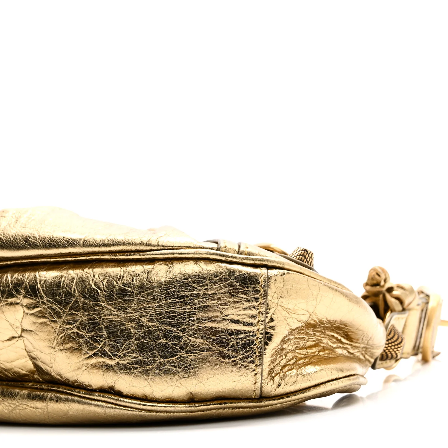 Metallic Agneau Arena Le Cagole Shoulder Bag XS Gold - Image 11