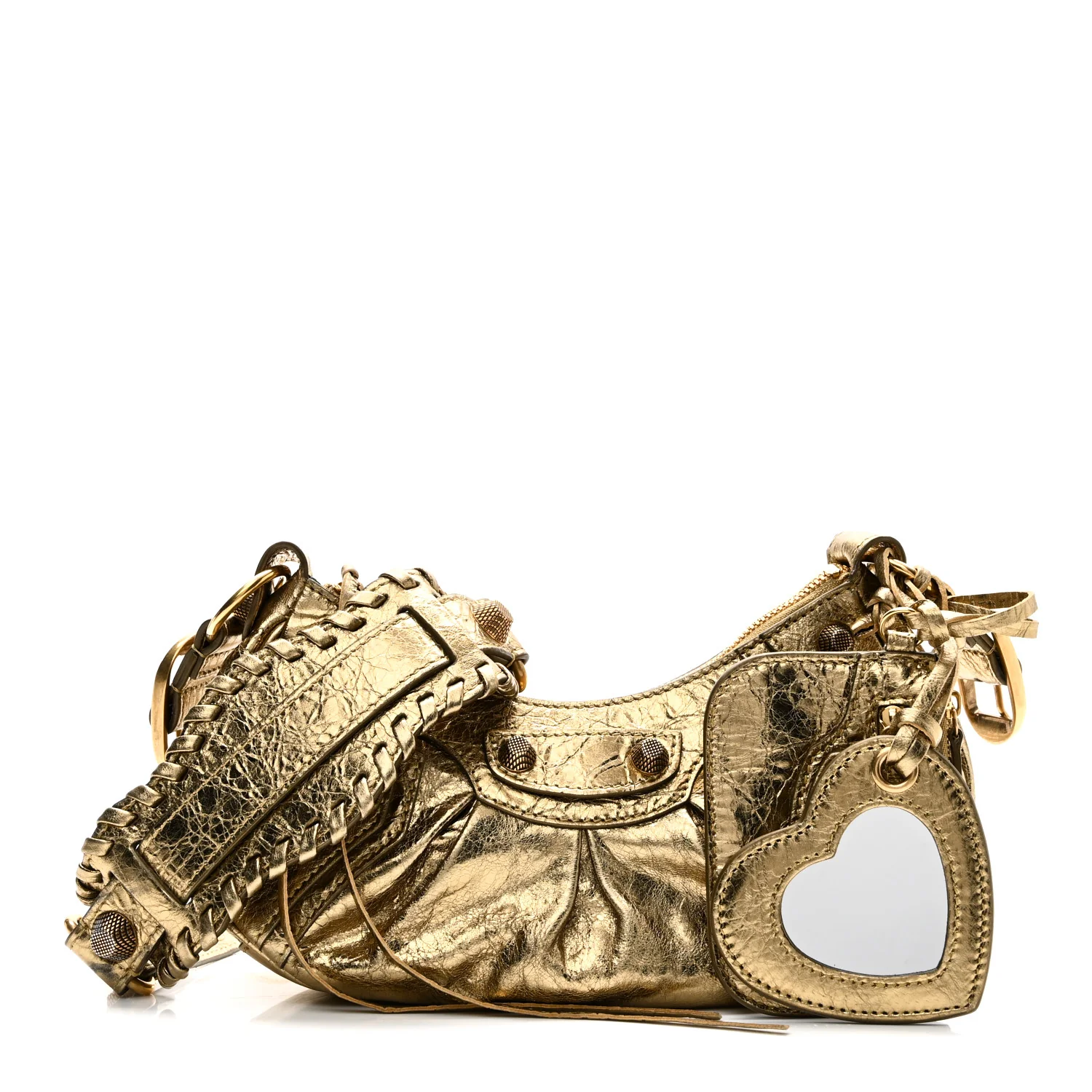 Metallic Agneau Arena Le Cagole Shoulder Bag XS Gold - Image 3