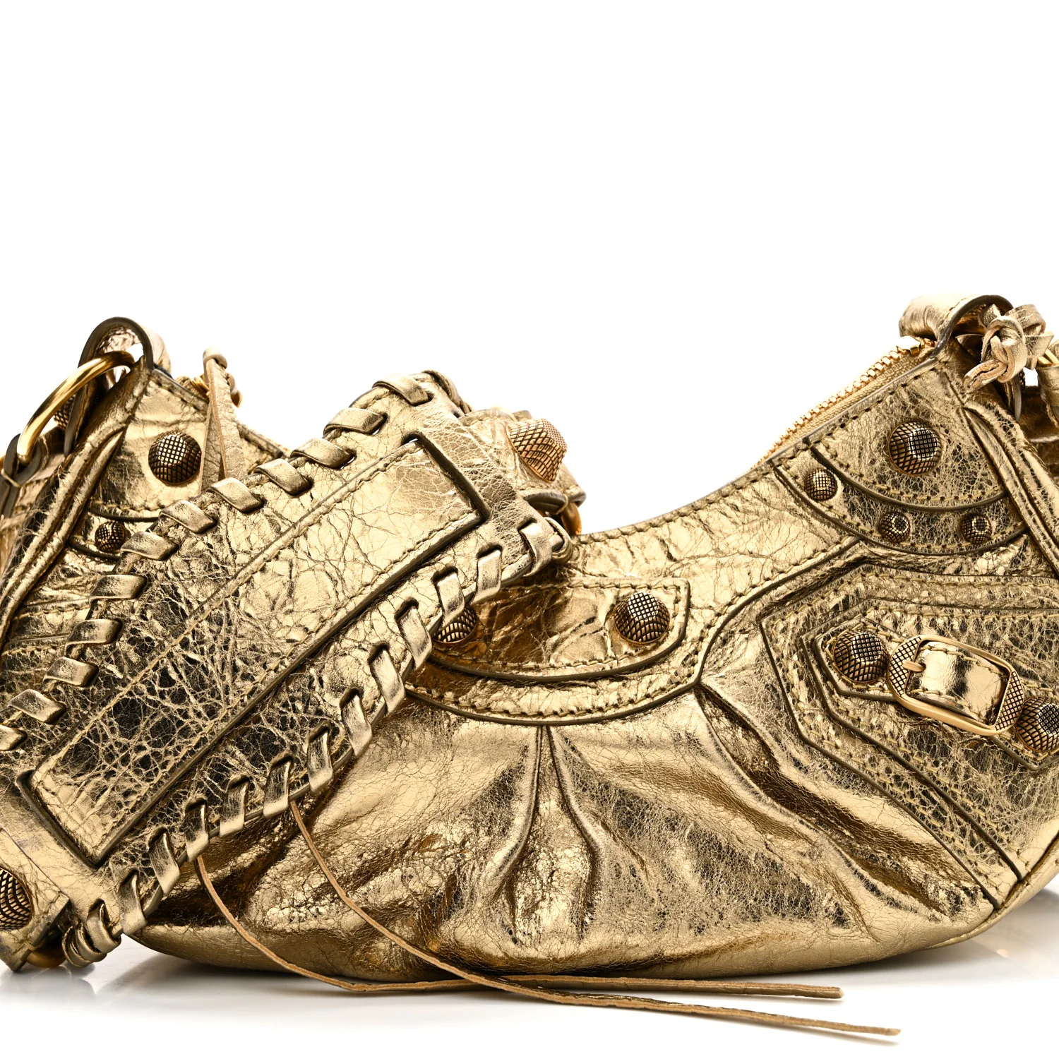Metallic Agneau Arena Le Cagole Shoulder Bag XS Gold - Image 9