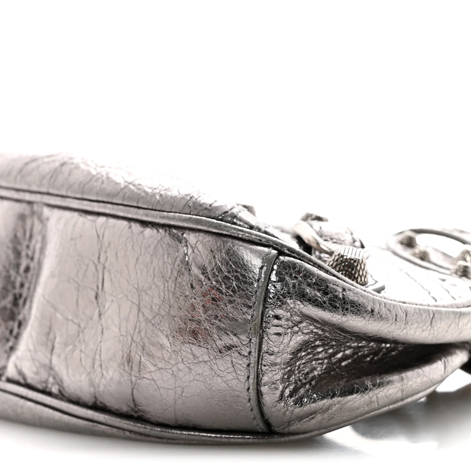 Metallic Agneau Arena Le Cagole Shoulder Bag XS Silver - Image 11