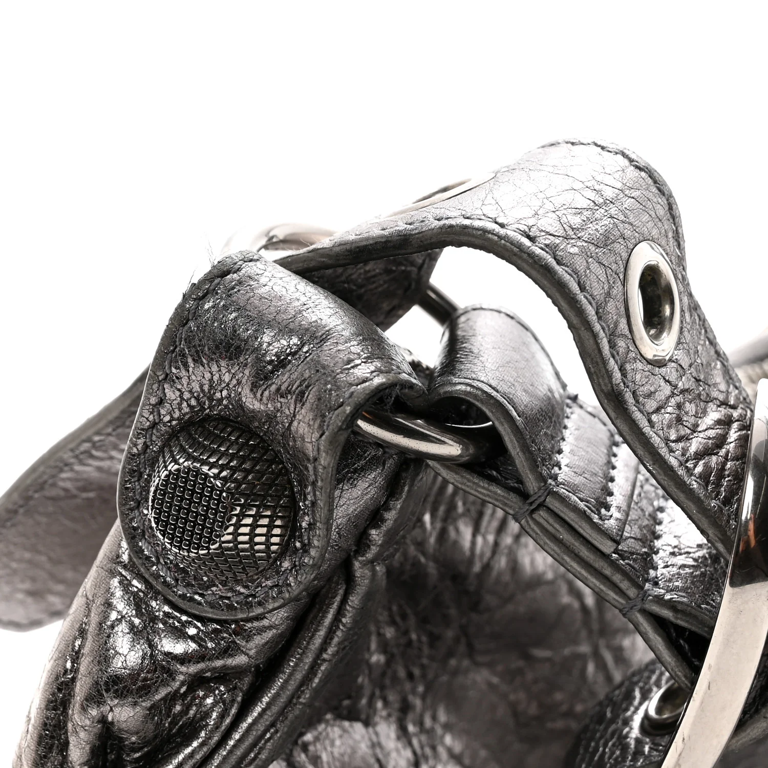 Metallic Agneau Arena Le Cagole Shoulder Bag XS Silver - Image 12