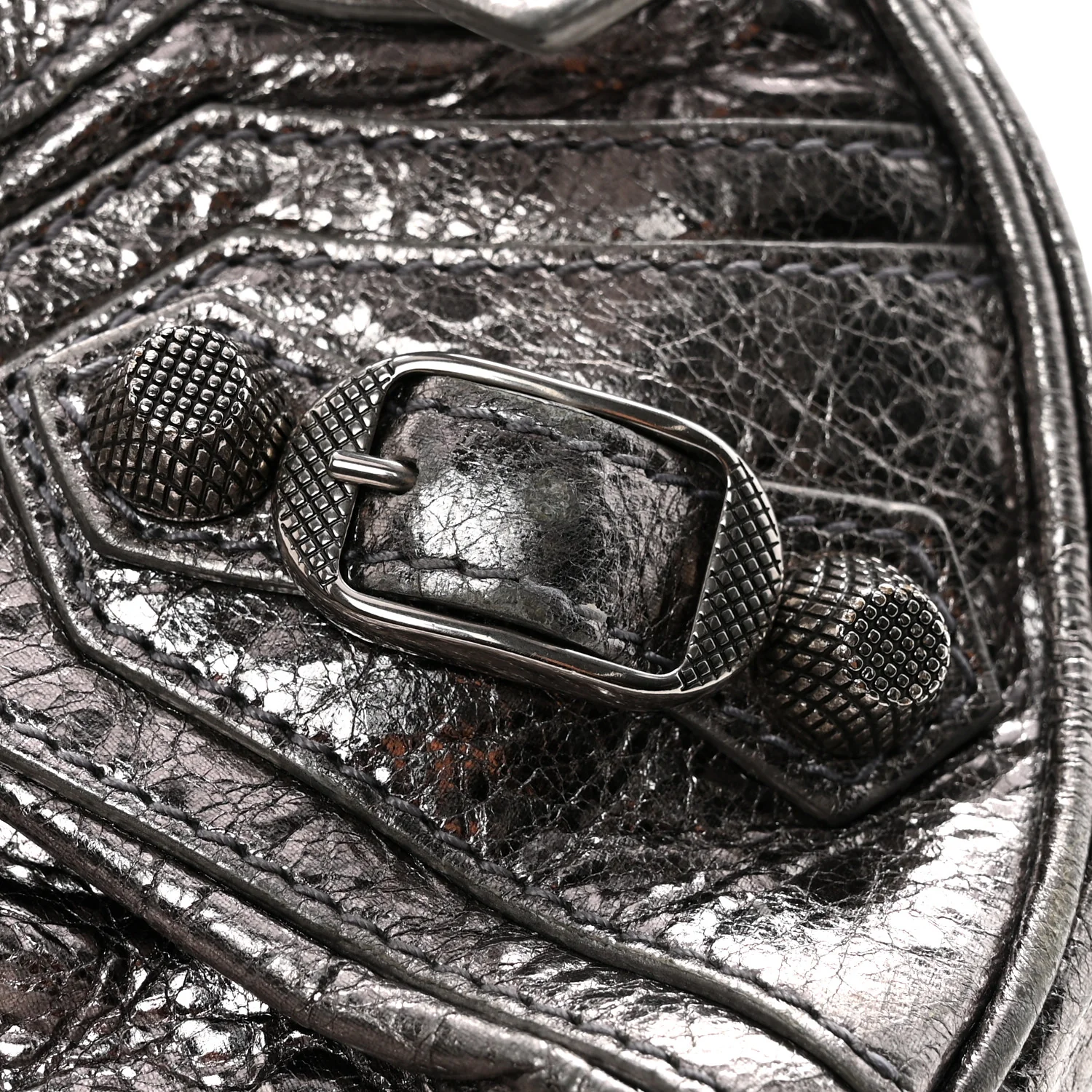 Metallic Agneau Arena Le Cagole Shoulder Bag XS Silver - Image 13