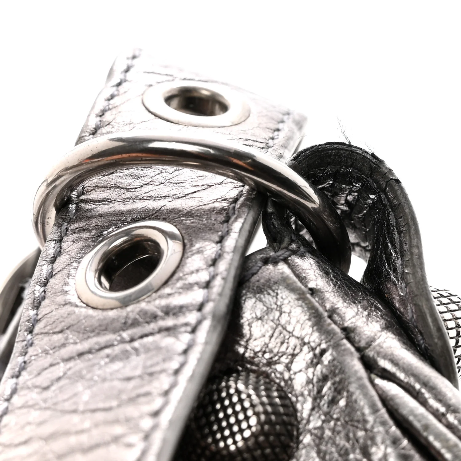 Metallic Agneau Arena Le Cagole Shoulder Bag XS Silver - Image 14