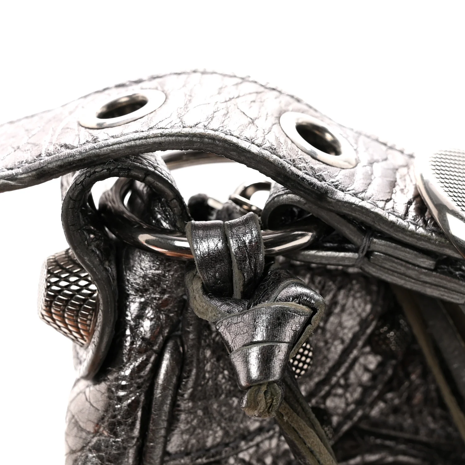 Metallic Agneau Arena Le Cagole Shoulder Bag XS Silver - Image 15
