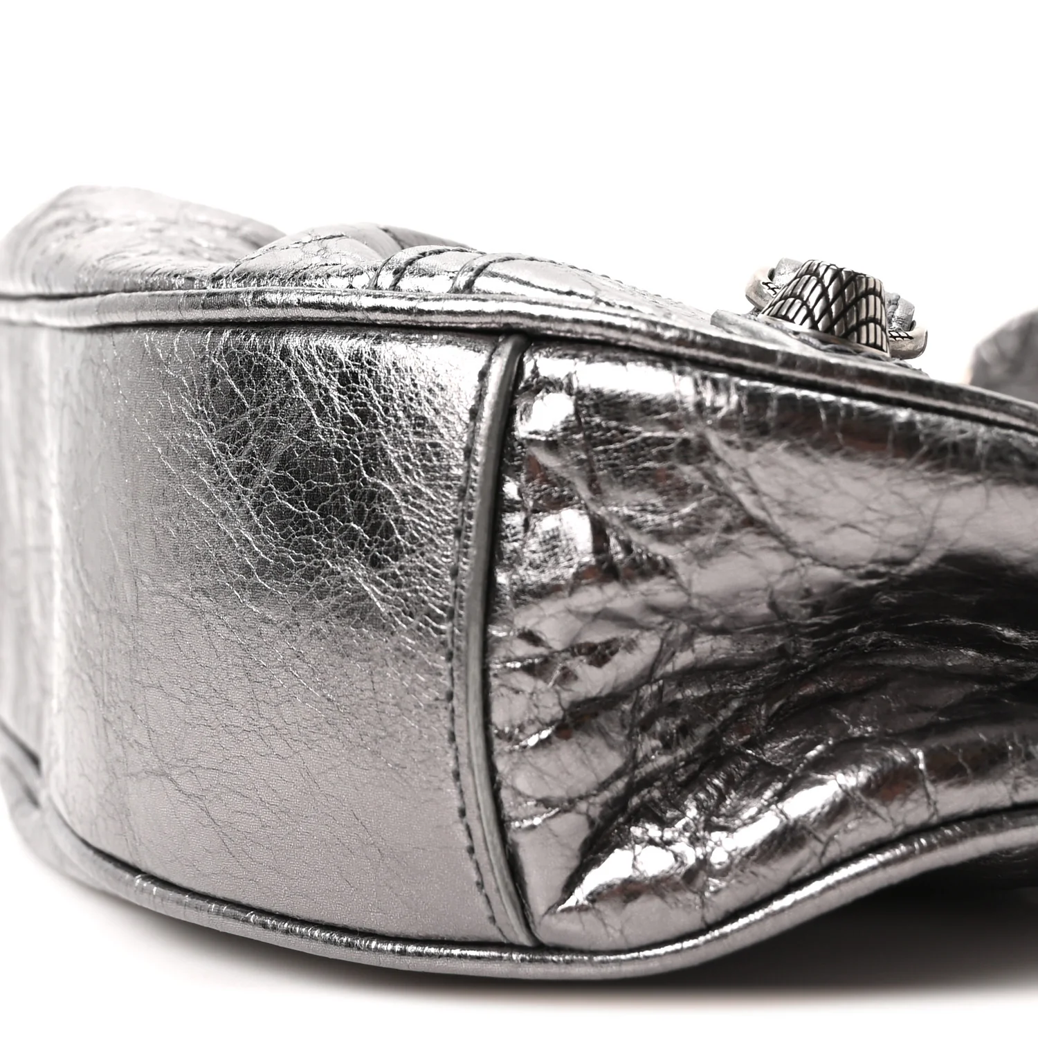Metallic Agneau Arena Le Cagole Shoulder Bag XS Silver - Image 10