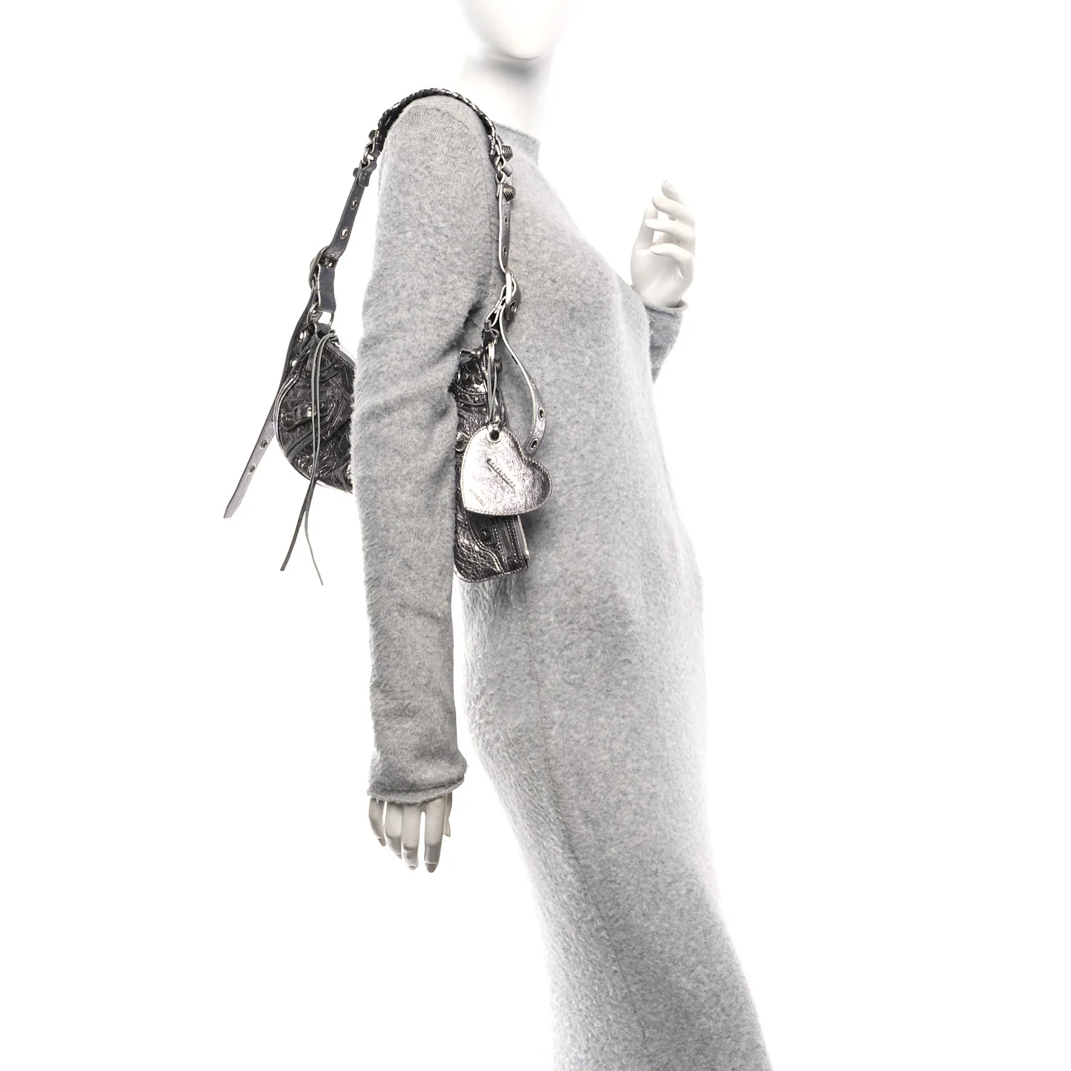 Metallic Agneau Arena Le Cagole Shoulder Bag XS Silver - Image 2