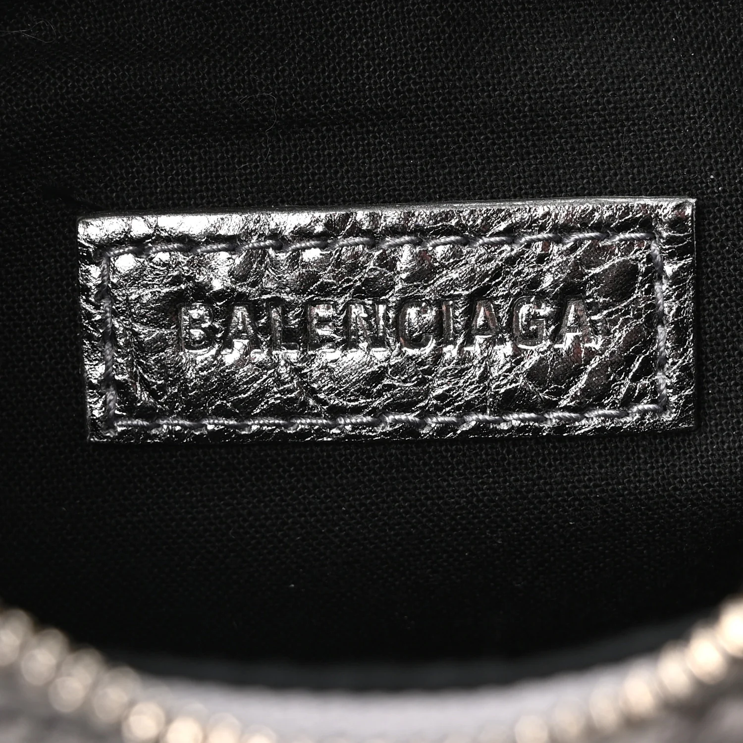 Metallic Agneau Arena Le Cagole Shoulder Bag XS Silver - Image 6