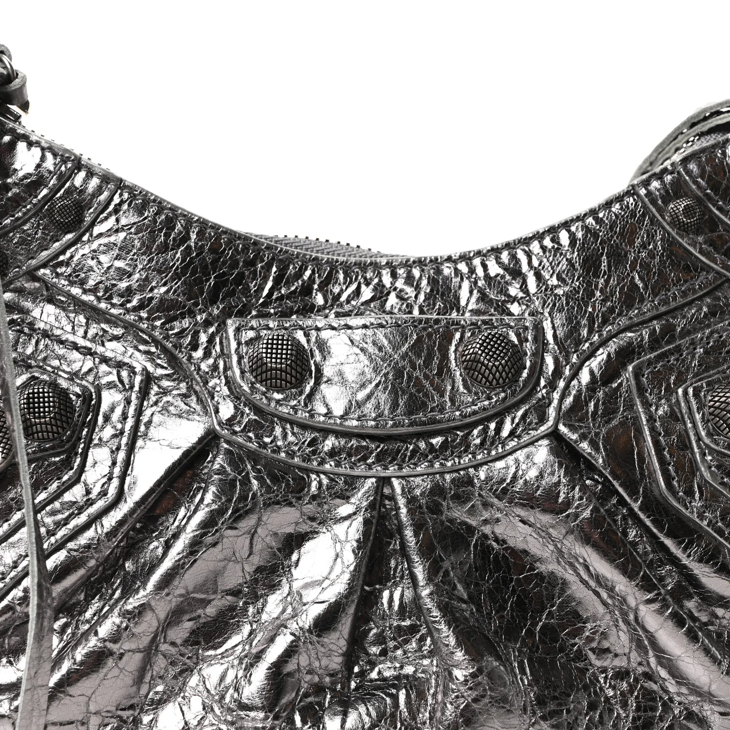 Metallic Agneau Arena Le Cagole Shoulder Bag XS Silver - Image 8