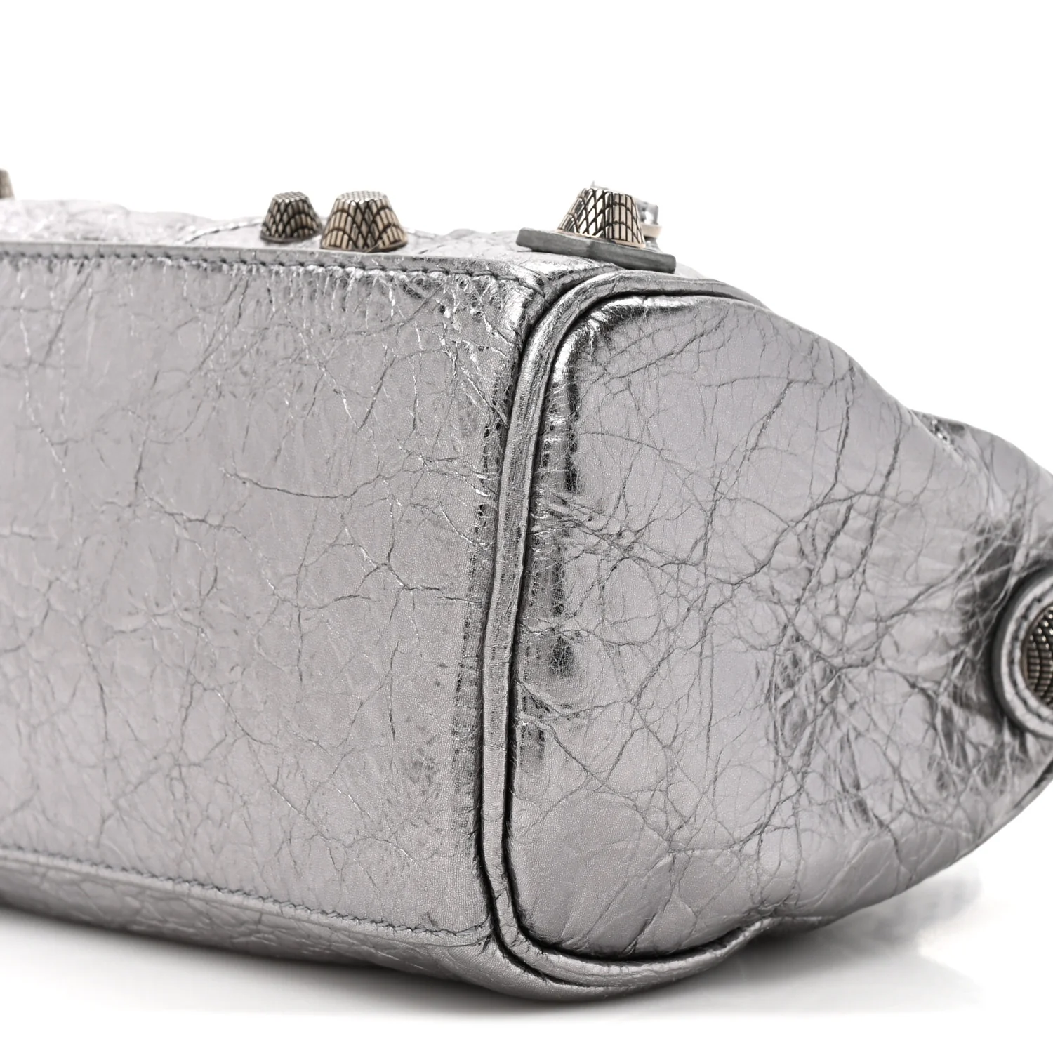 Metallic Agneau Arena Mini Le Cagole Duffle Crossbody Bag Silver - Image 10