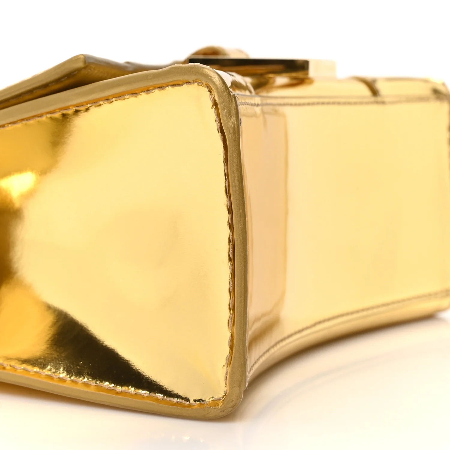 Metallic Calfskin Hourglass Top Handle Bag XS Gold - Image 8