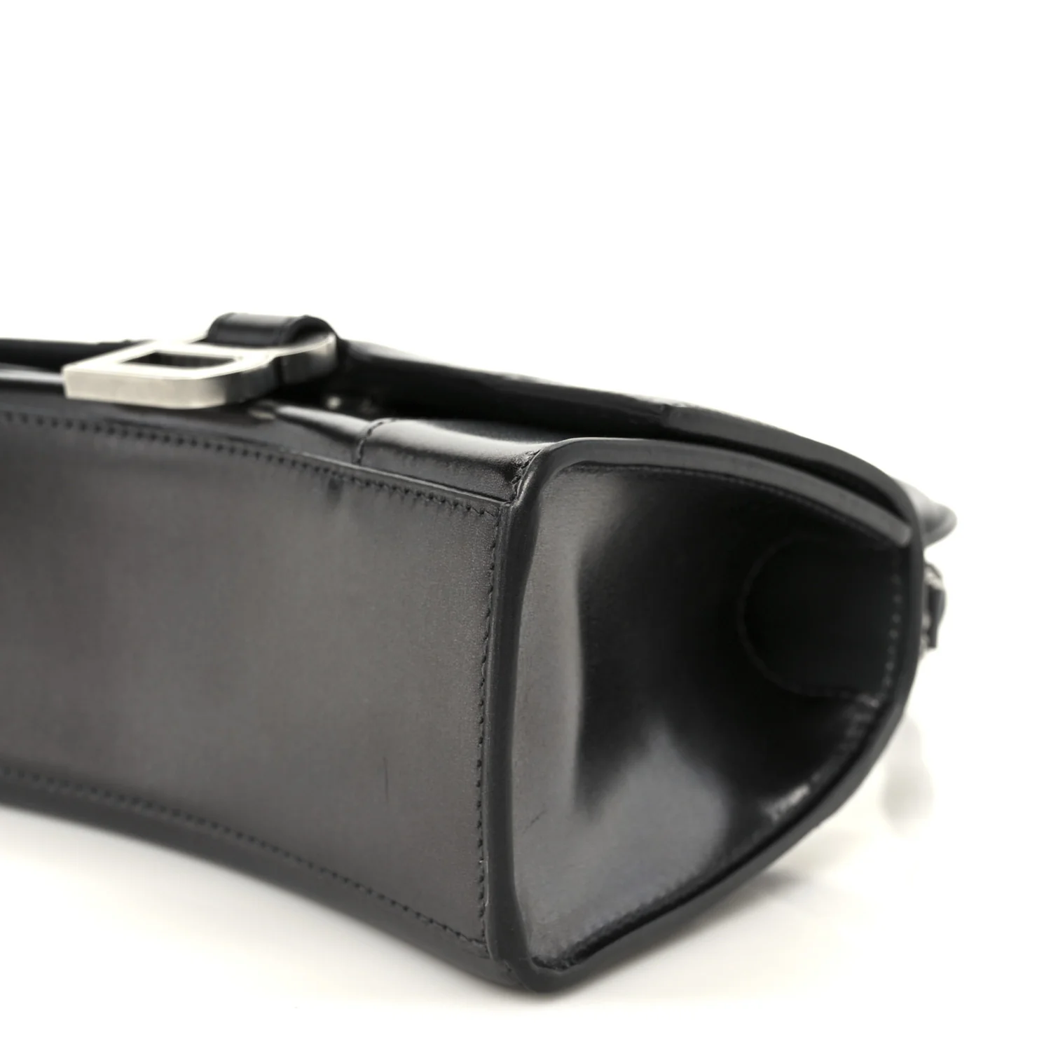 Metallic Calfskin Hourglass Top Handle Bag XS Gunmetal - Image 11