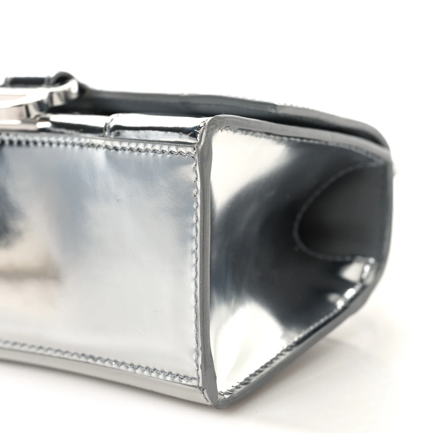 Metallic Calfskin Hourglass Top Handle Bag XS Silver - Image 10