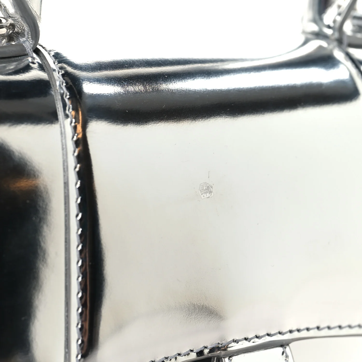Metallic Calfskin Hourglass Top Handle Bag XS Silver - Image 11