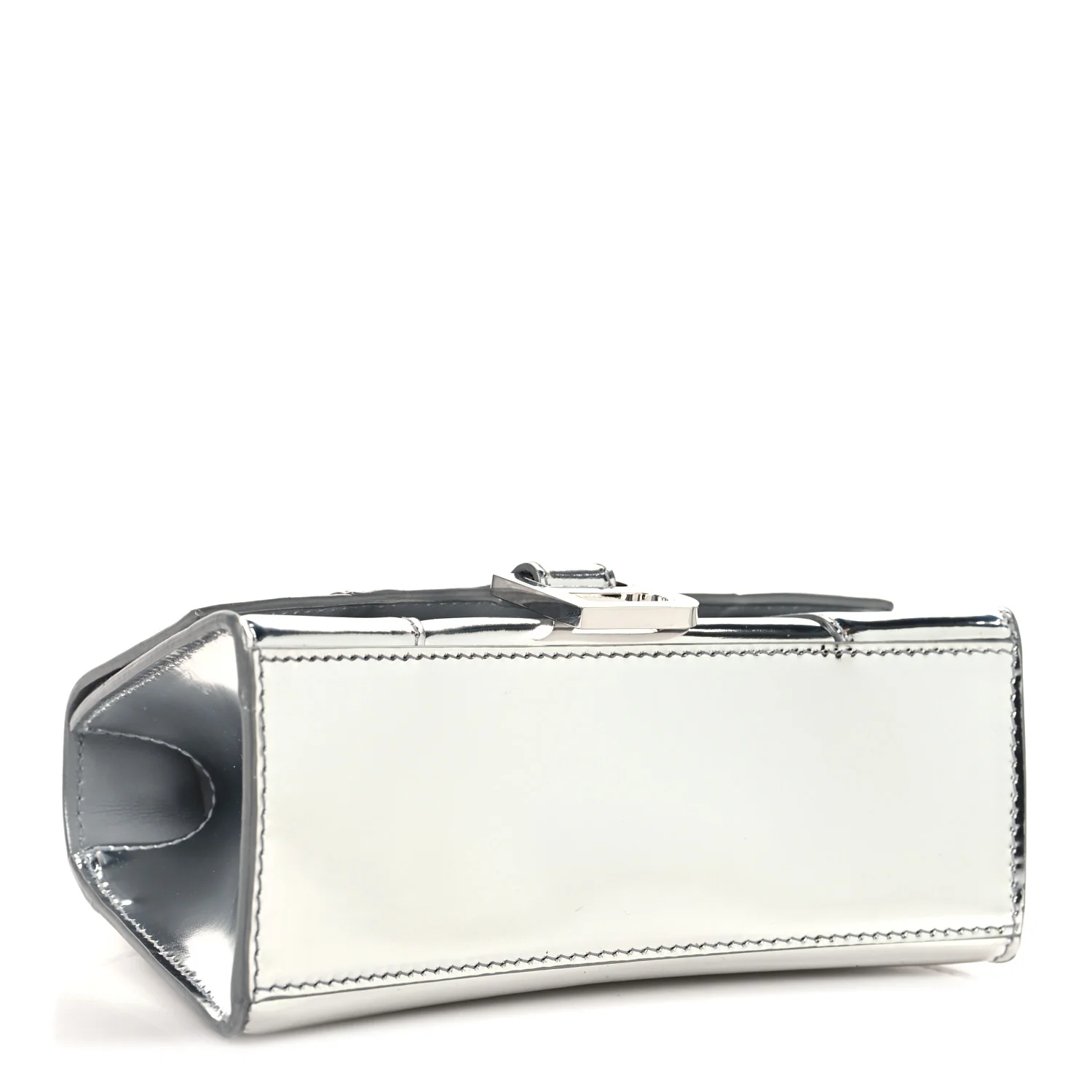 Metallic Calfskin Hourglass Top Handle Bag XS Silver - Image 4