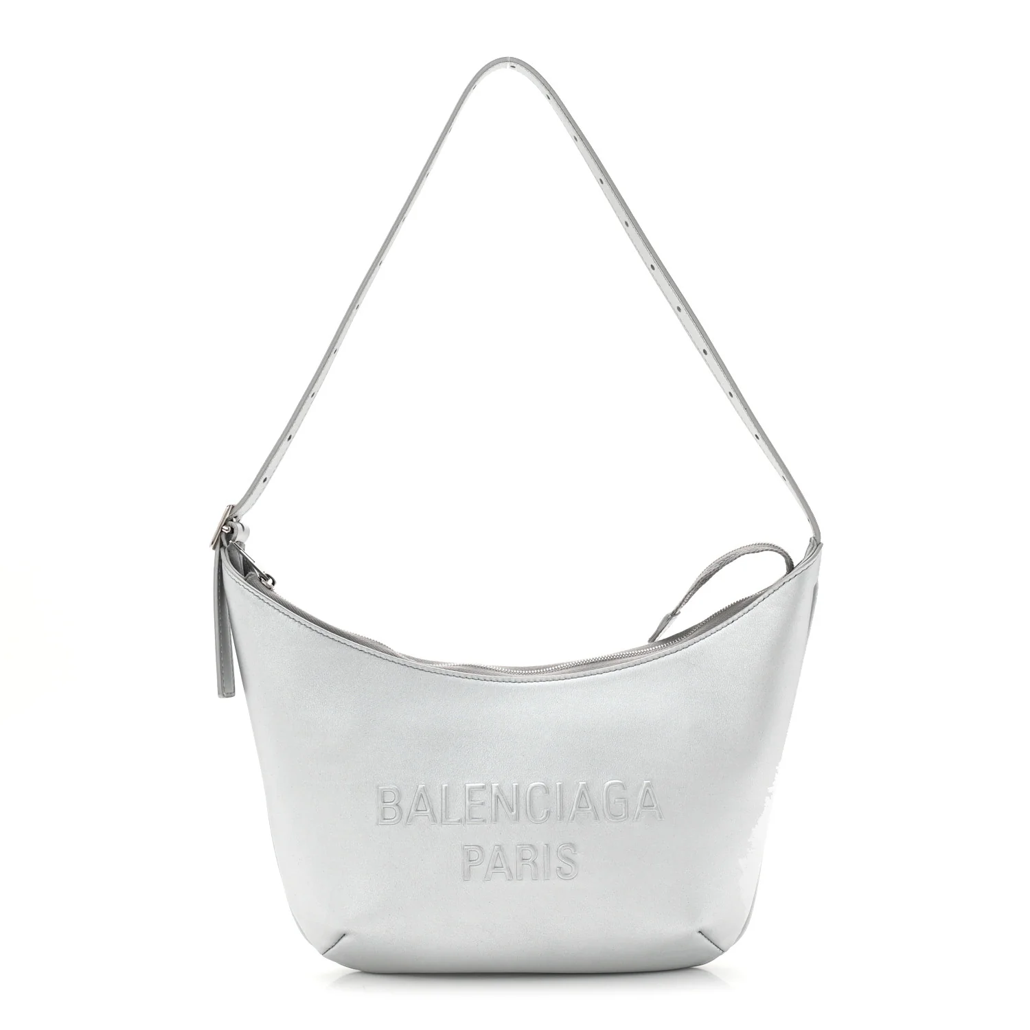 Metallic Calfskin Mary Kate Shoulder Bag Silver