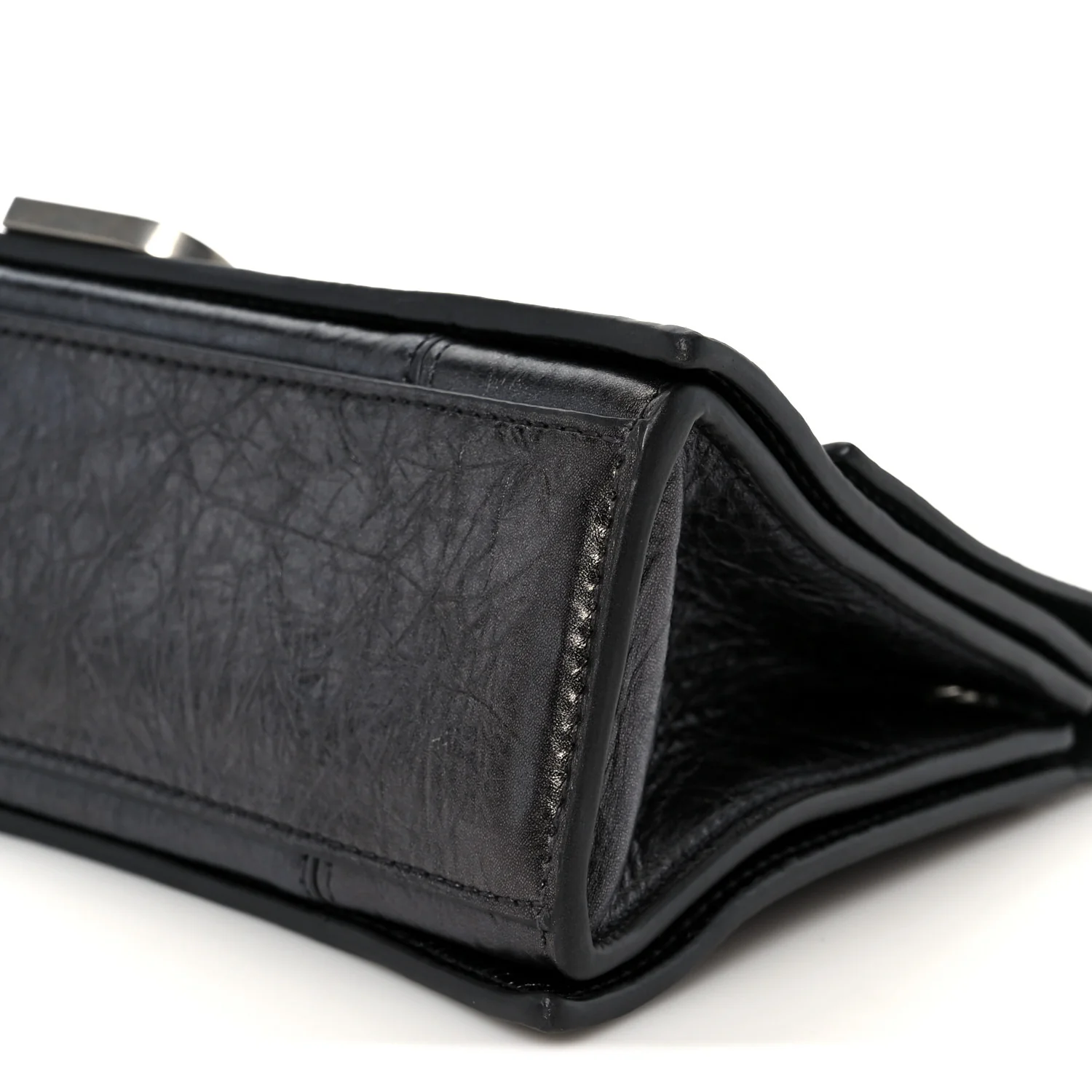 Metallic Crushed Calfskin Quilted Small Crush Chain Bag Steel Grey - Image 10