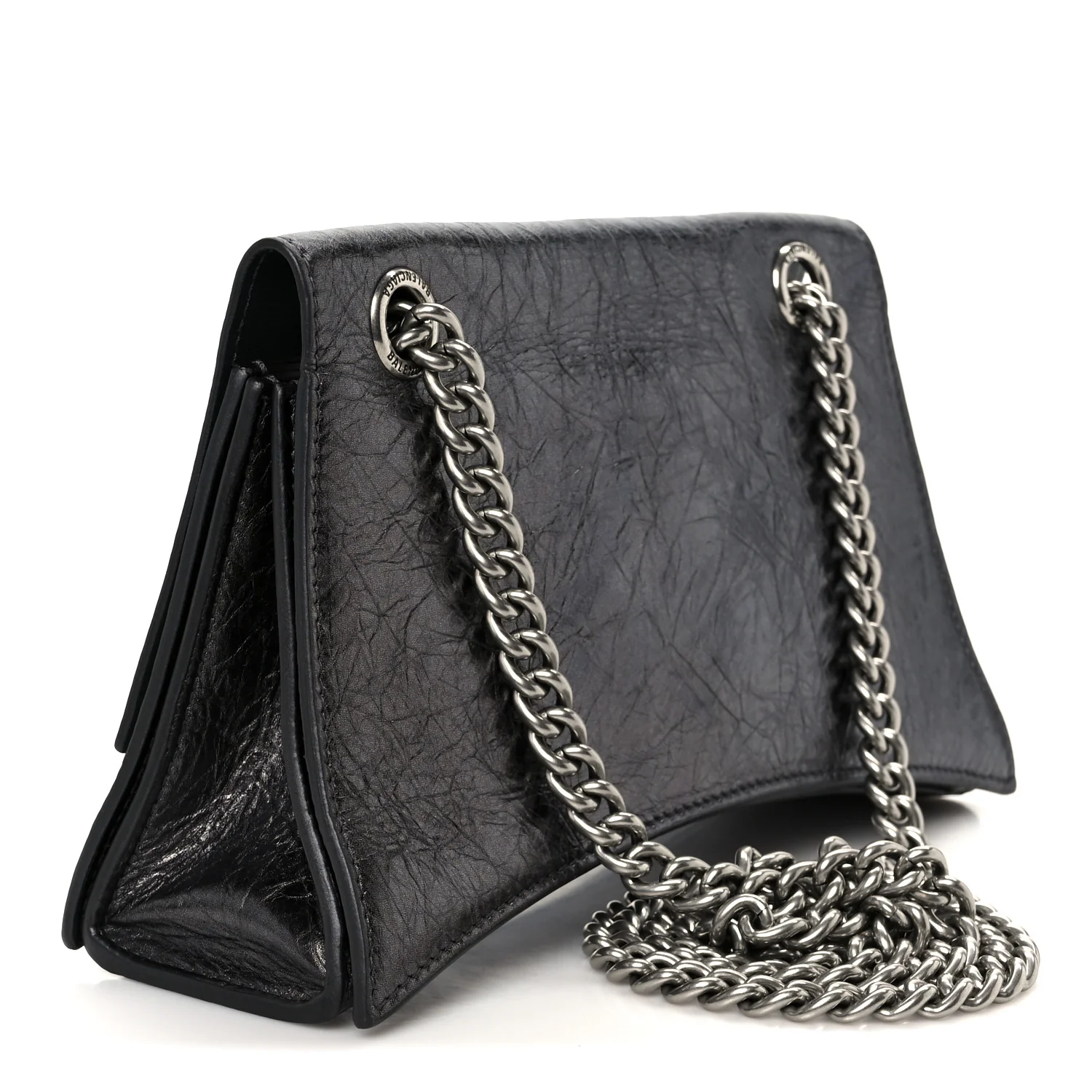 Metallic Crushed Calfskin Quilted Small Crush Chain Bag Steel Grey - Image 3