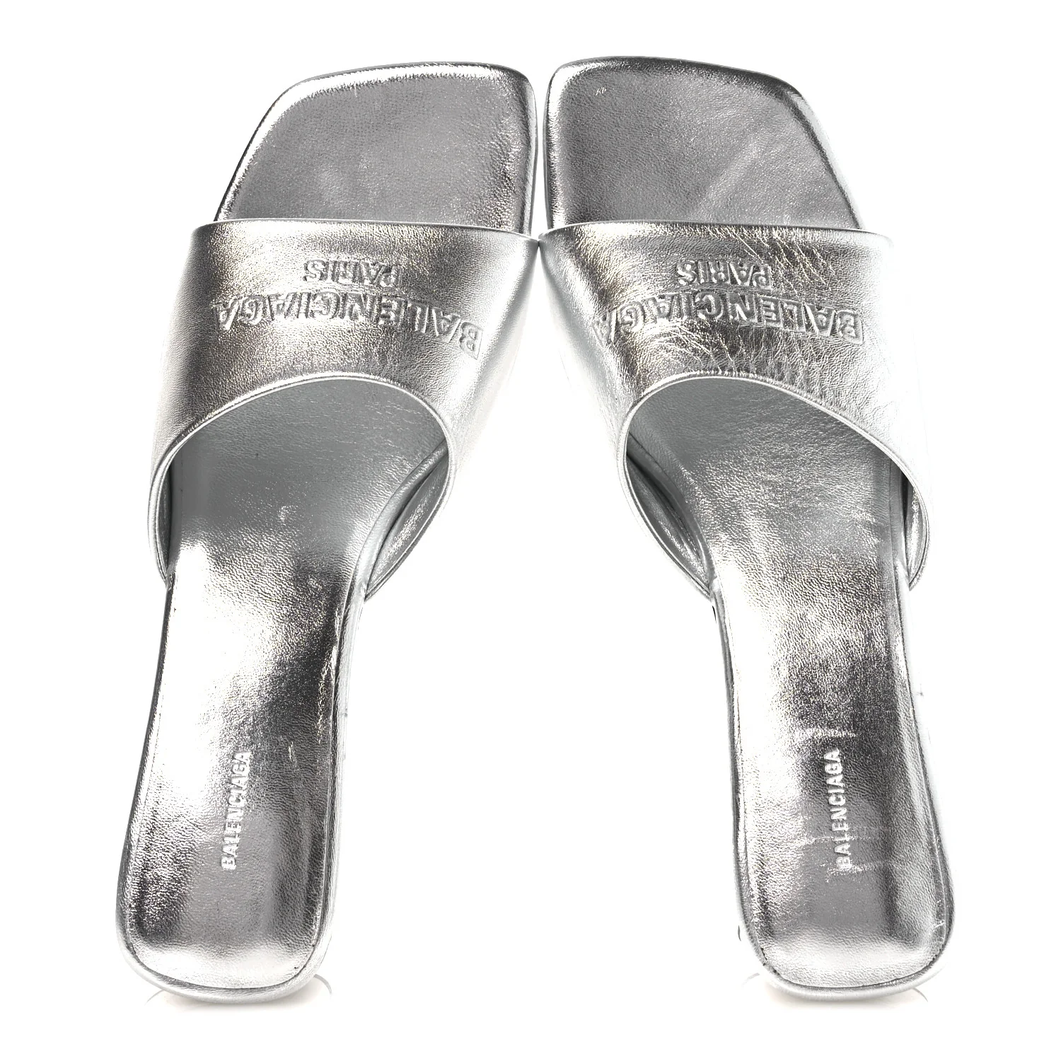 Metallic Sheepskin Duty Free 70mm Sandals 39 Silver - Image 2