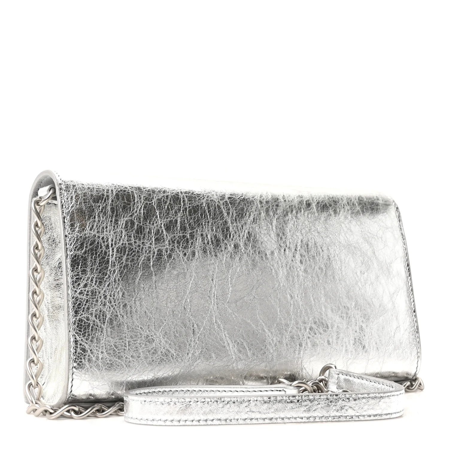 Metallized Arena Lambskin Classic Silver Hardware Le City Wallet On Chain Silver - Image 3