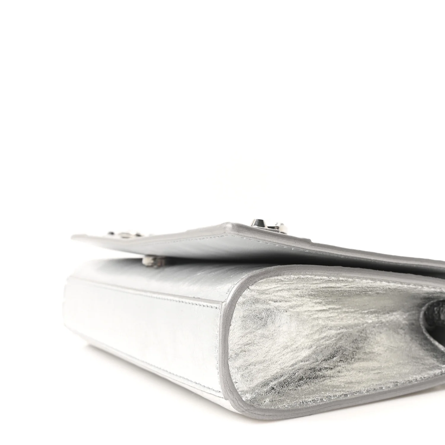 Metallized Arena Lambskin Classic Silver Hardware Le City Wallet On Chain Silver - Image 9