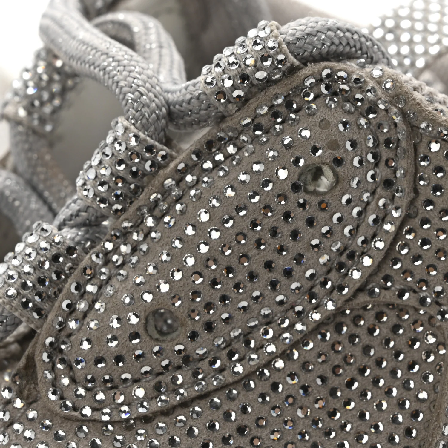 Microfiber Strass Embellished Womens Triple S Sneakers 39 Light Grey - Image 13