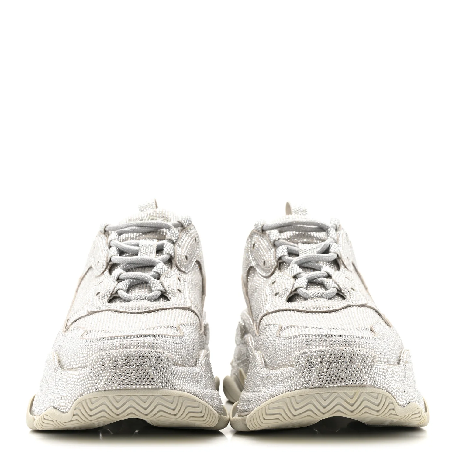 Microfiber Strass Embellished Womens Triple S Sneakers 39 Light Grey - Image 2