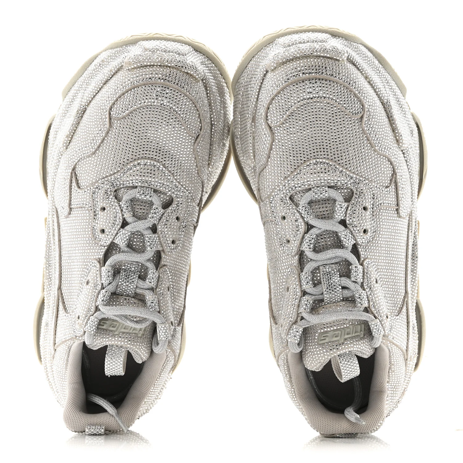 Microfiber Strass Embellished Womens Triple S Sneakers 39 Light Grey - Image 5