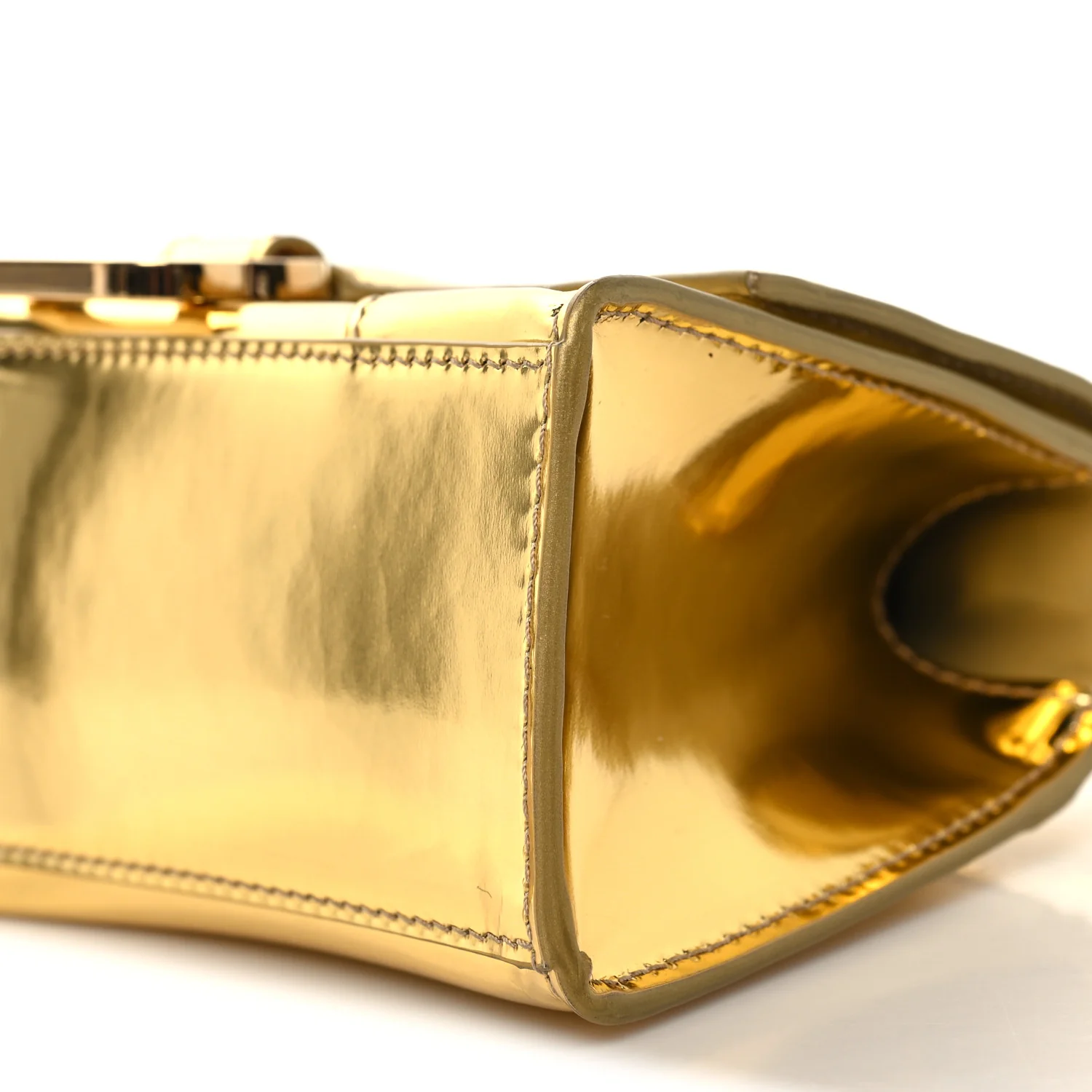 Mirror Calfskin Hourglass Top Handle Bag XS Gold - Image 10