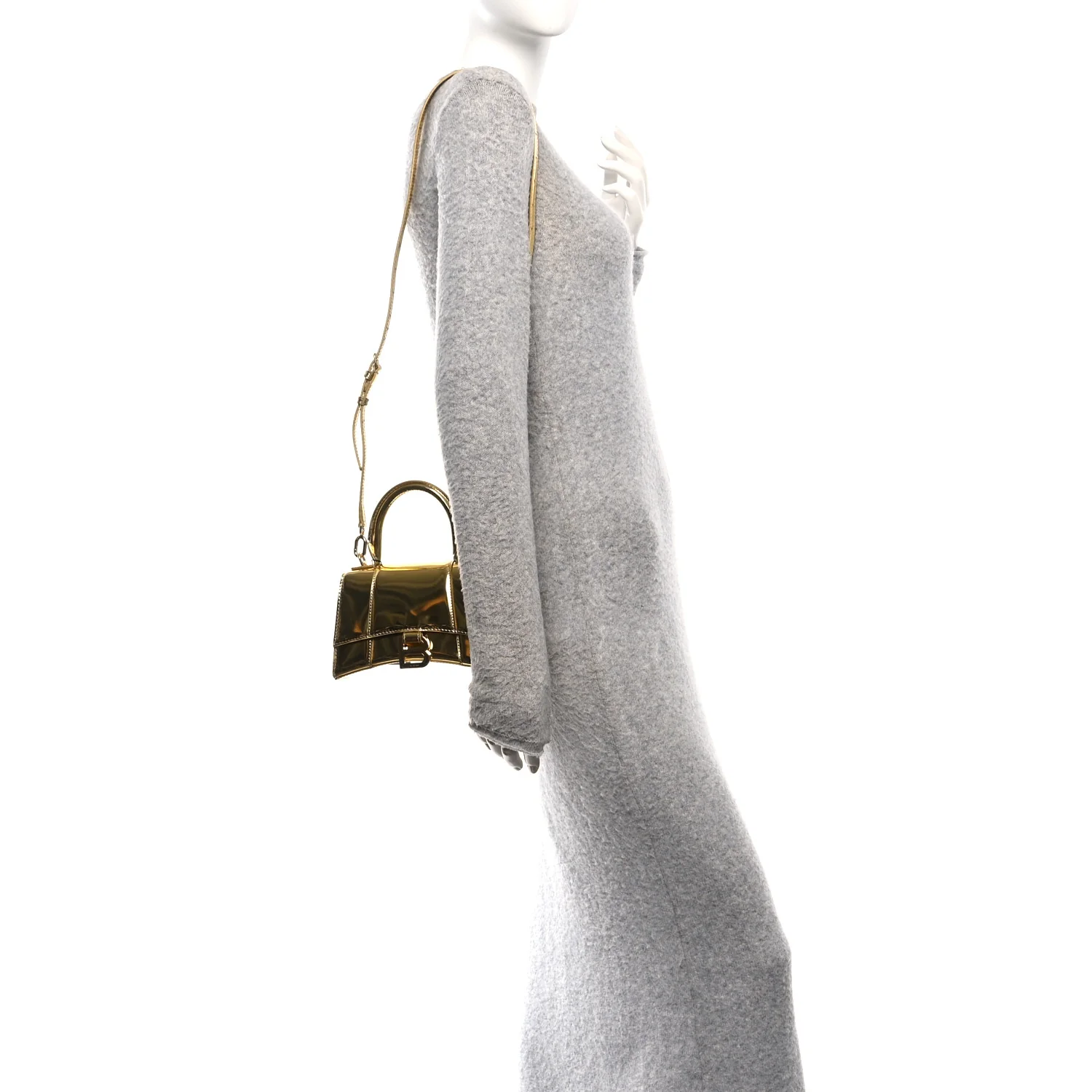 Mirror Calfskin Hourglass Top Handle Bag XS Gold - Image 2