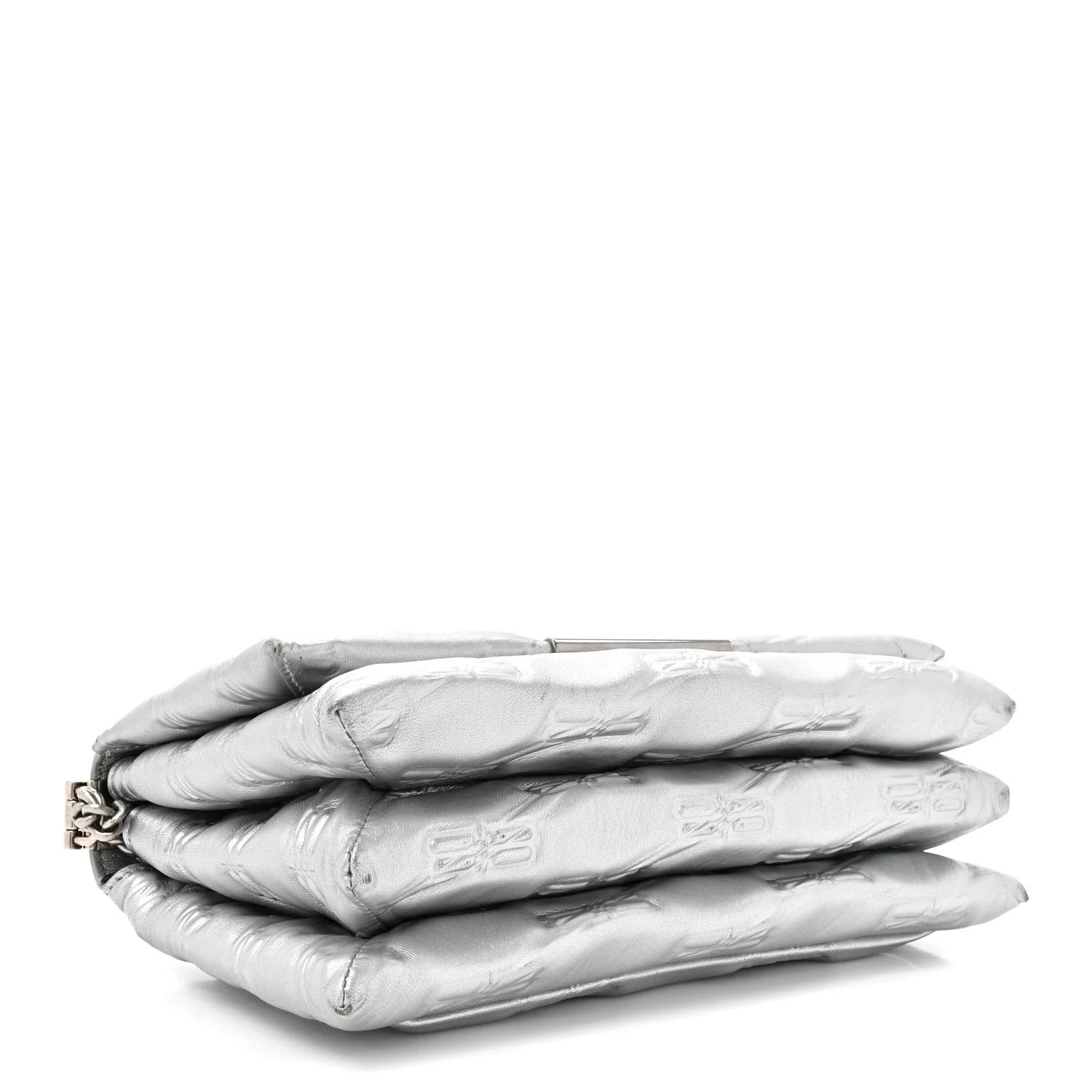 Nappa Allover License BB Monogram Embossed Medium Triplet Bag Silver - Image 4