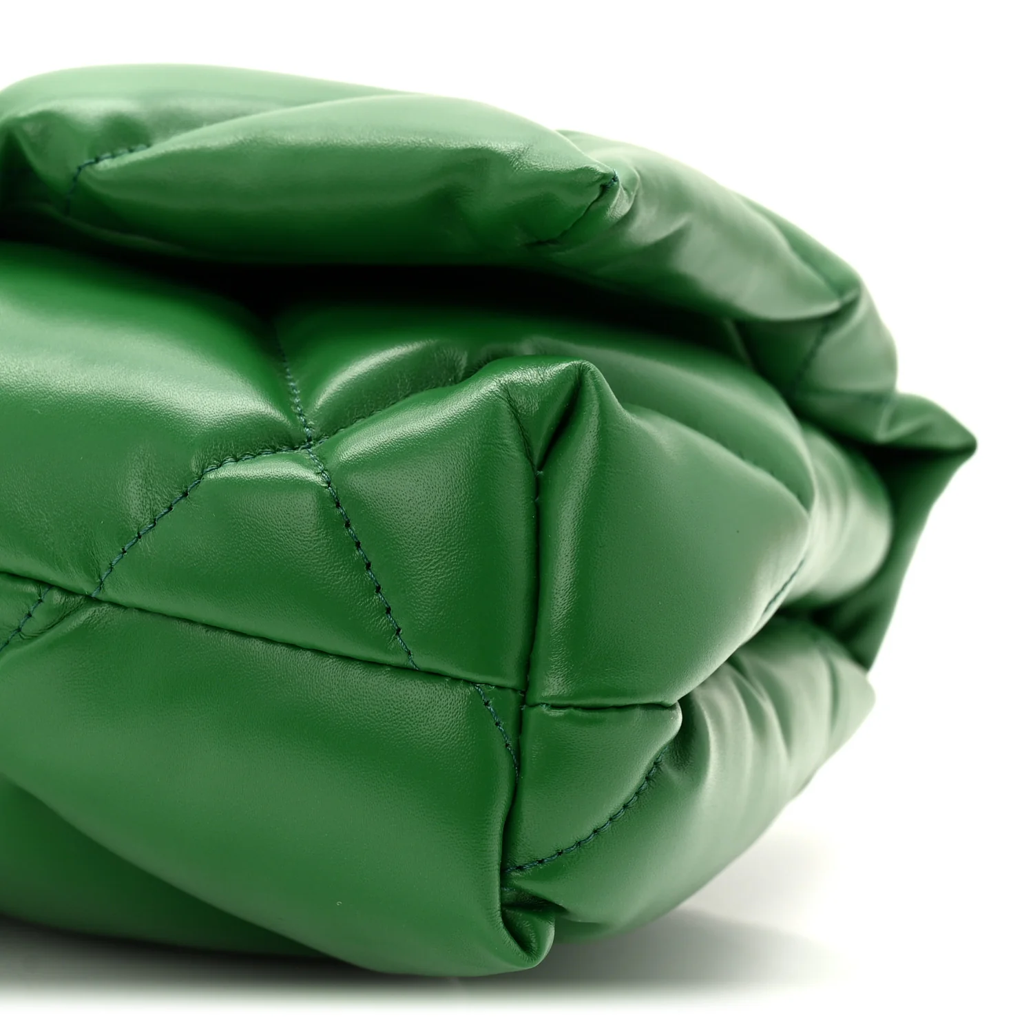 Nappa Calfskin Quilted Touch B Puffy Clutch Leaf Green - Image 10