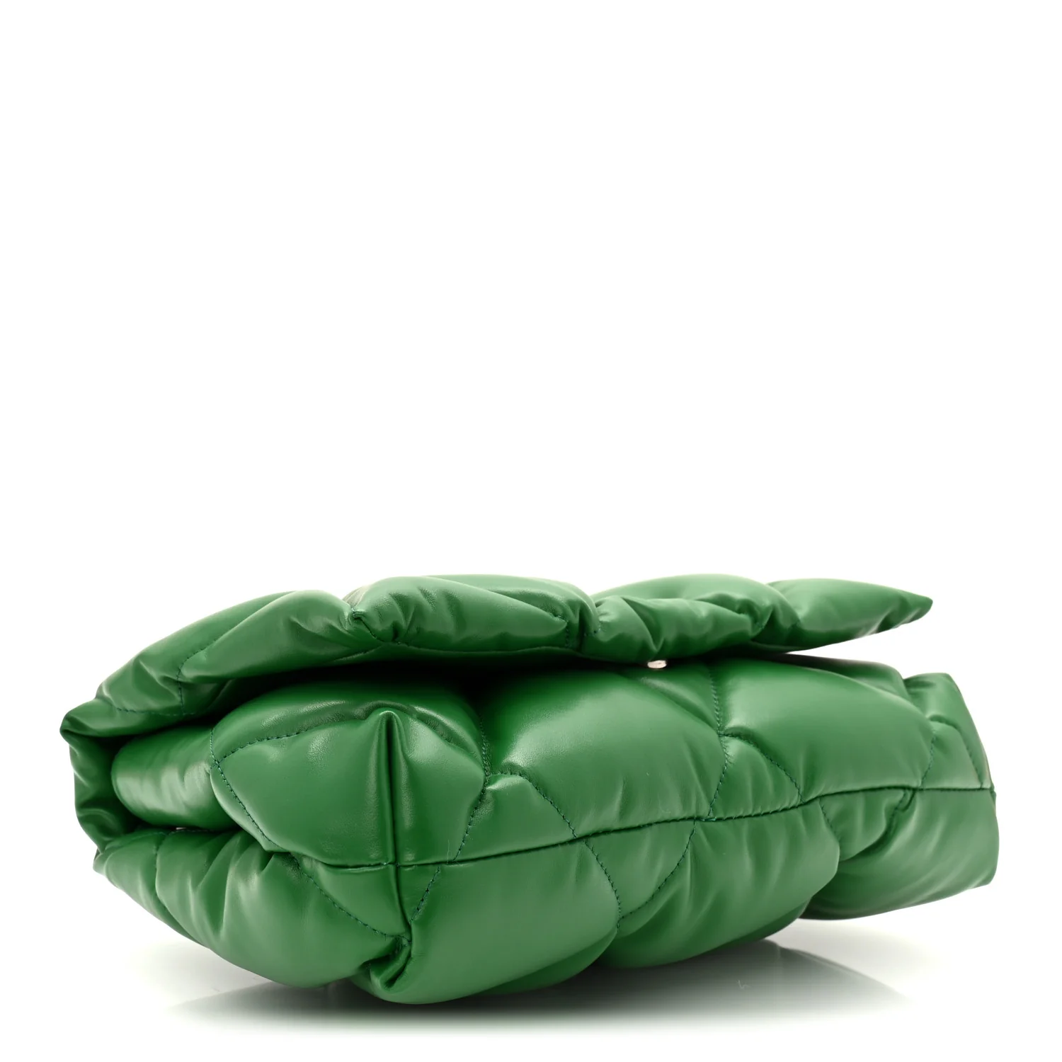 Nappa Calfskin Quilted Touch B Puffy Clutch Leaf Green - Image 4