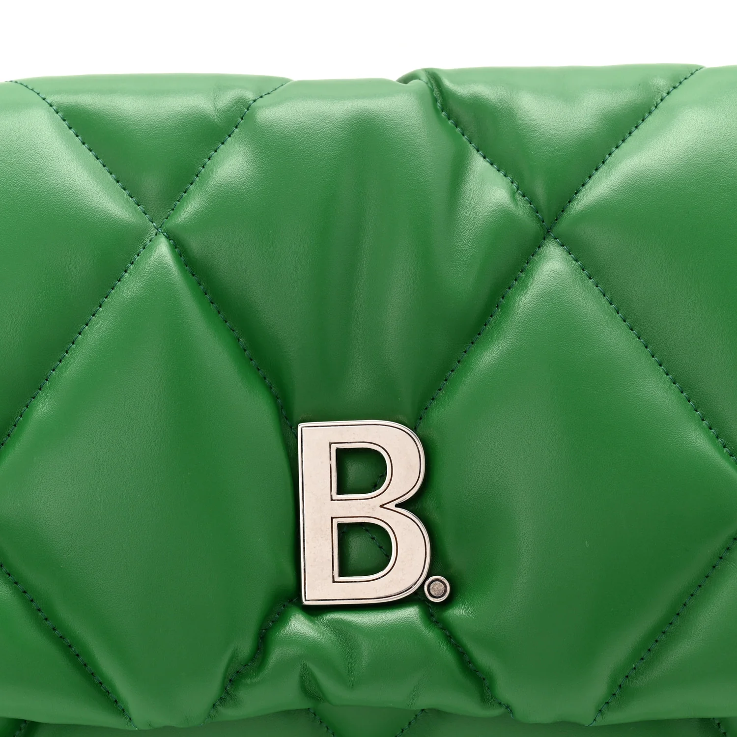 Nappa Calfskin Quilted Touch B Puffy Clutch Leaf Green - Image 8