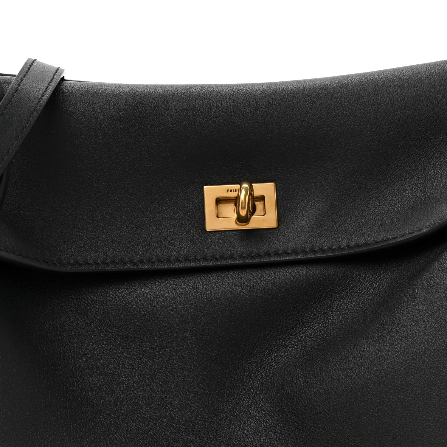 Natural Smooth Calfskin Medium Rodeo Top Handle Handbag Black - Image 9