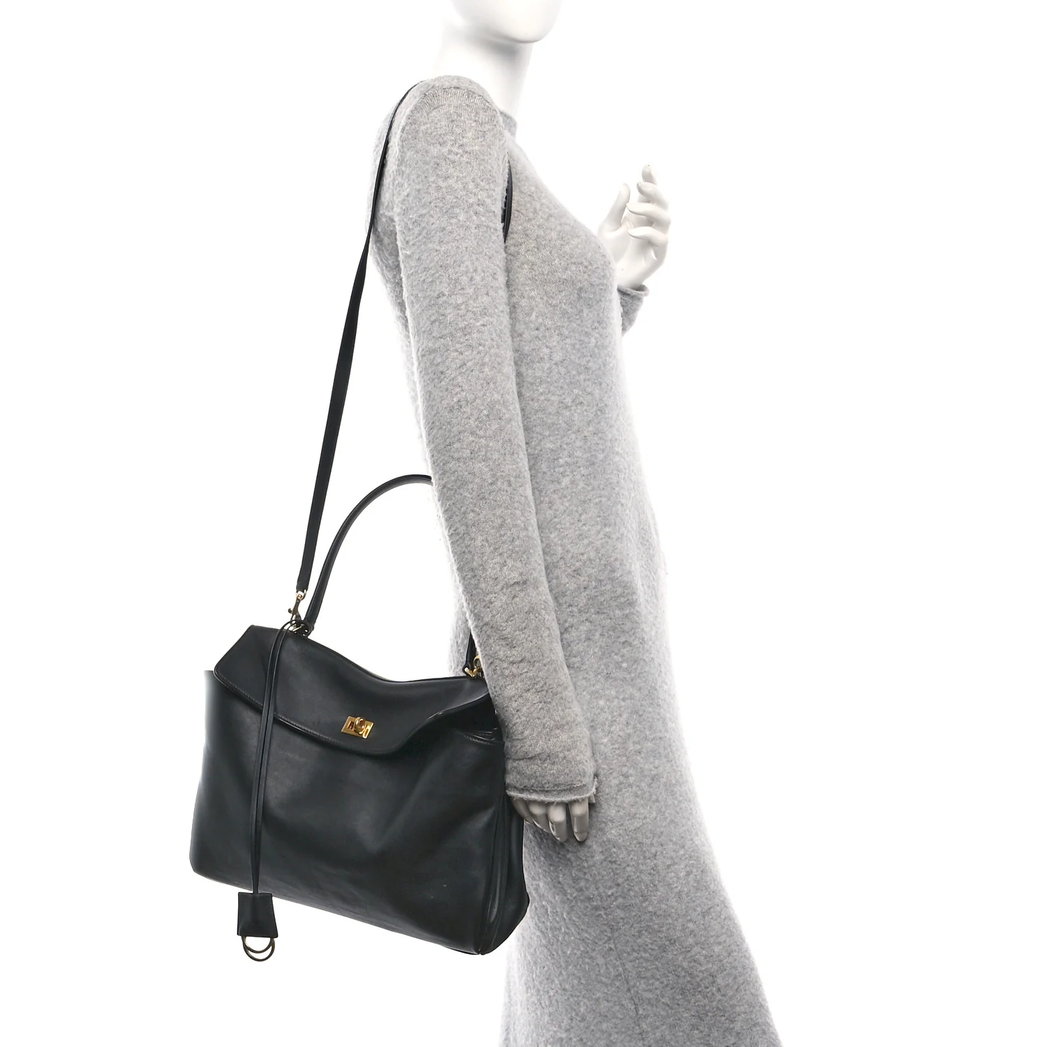 Natural Smooth Calfskin Medium Rodeo Top Handle Handbag Black - Image 2