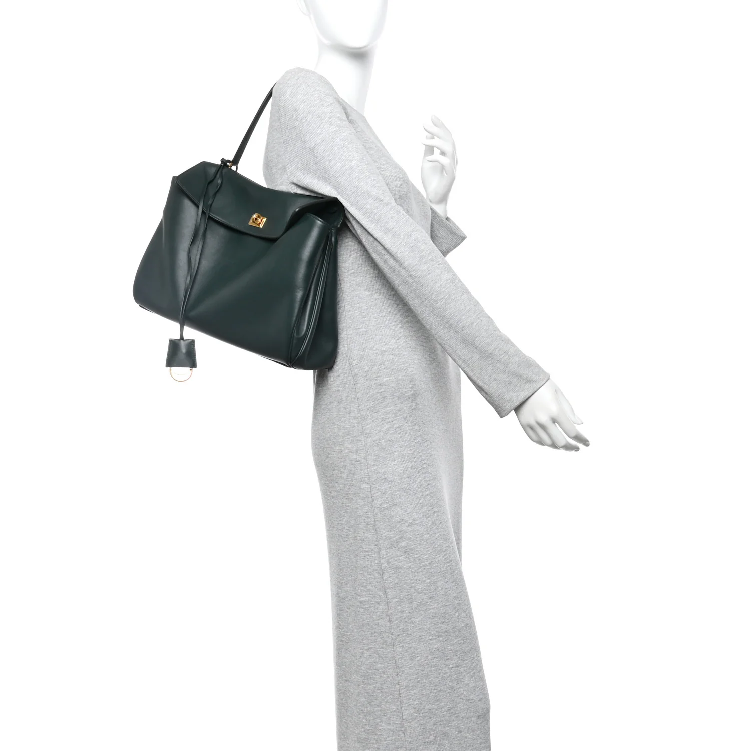 Natural Smooth Calfskin Medium Rodeo Top Handle Handbag Pine Green - Image 2