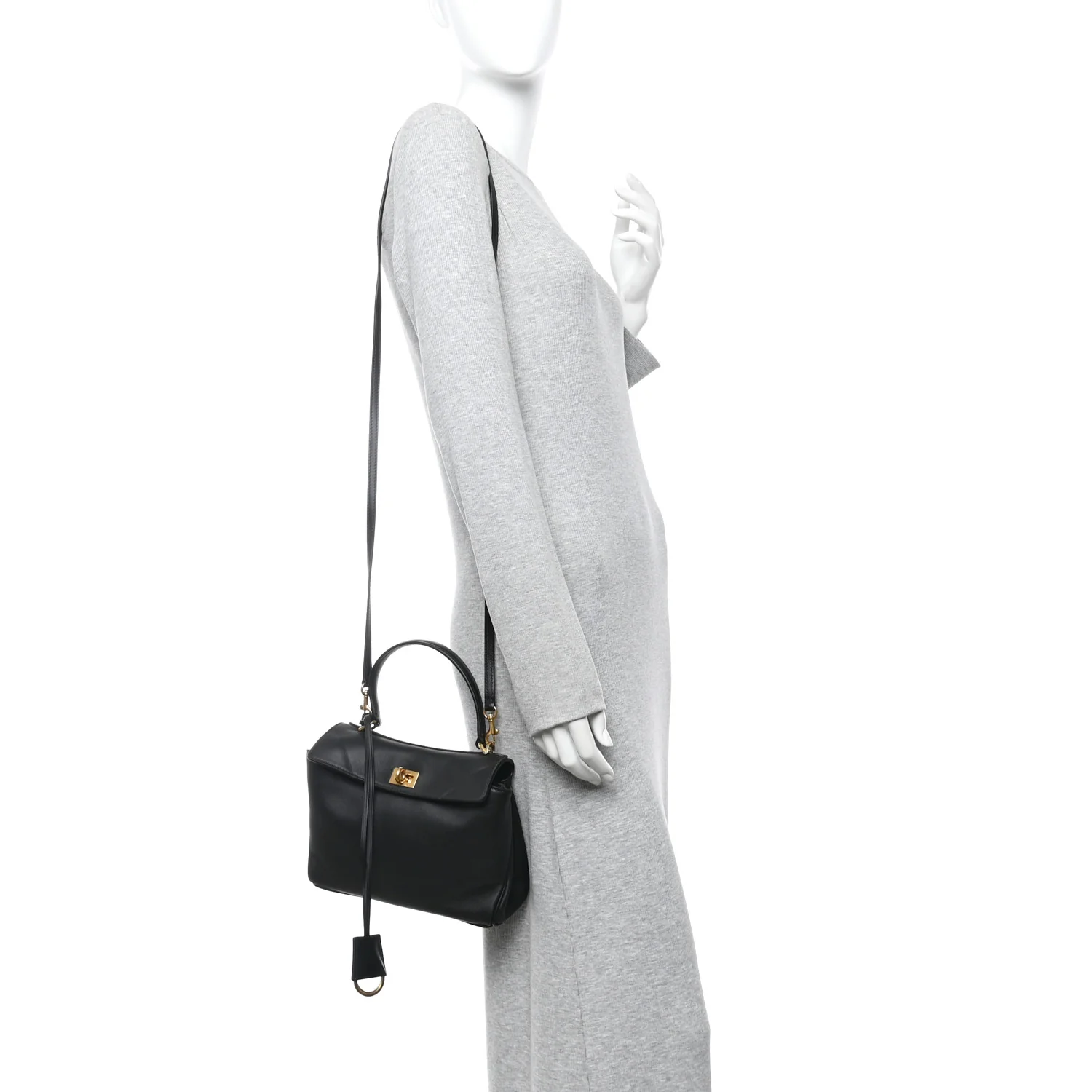 Natural Smooth Calfskin Mini Rodeo Top Handle Handbag Black - Image 2