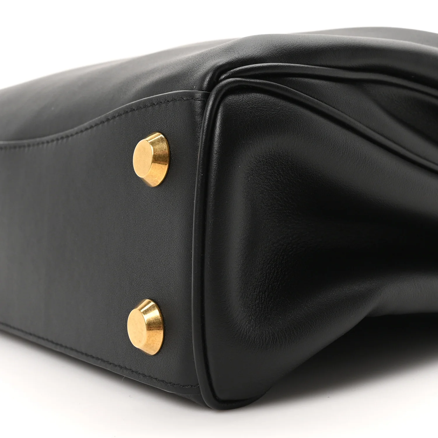 Natural Smooth Calfskin Small Rodeo Top Handle Handbag Black - Image 10
